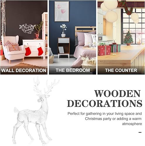 Miniatura 5 de Healifty 2 piezas de figuras acrílicas de ciervos de Navidad, alce de Navidad, adornos de renos de escritorio, estatuas de alce de acrílico para