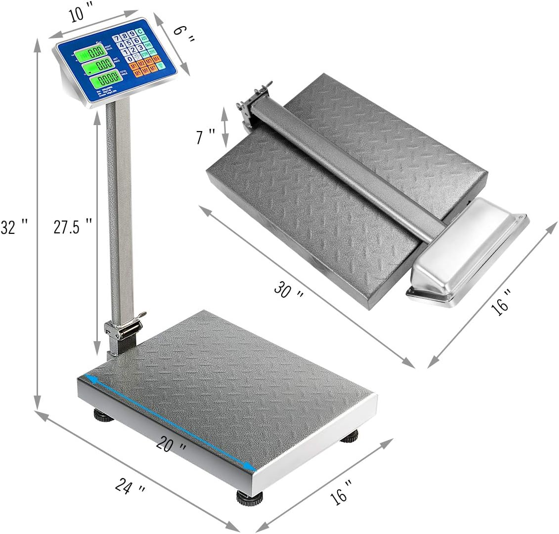 Giantex 660lbs Weight Computing Digital Scale Floor Platform Scale for Weighing Luggage Package Shipping Mailing Postal Scale with Accurate LB/KG Price Calculator, High-Definition Display Screen