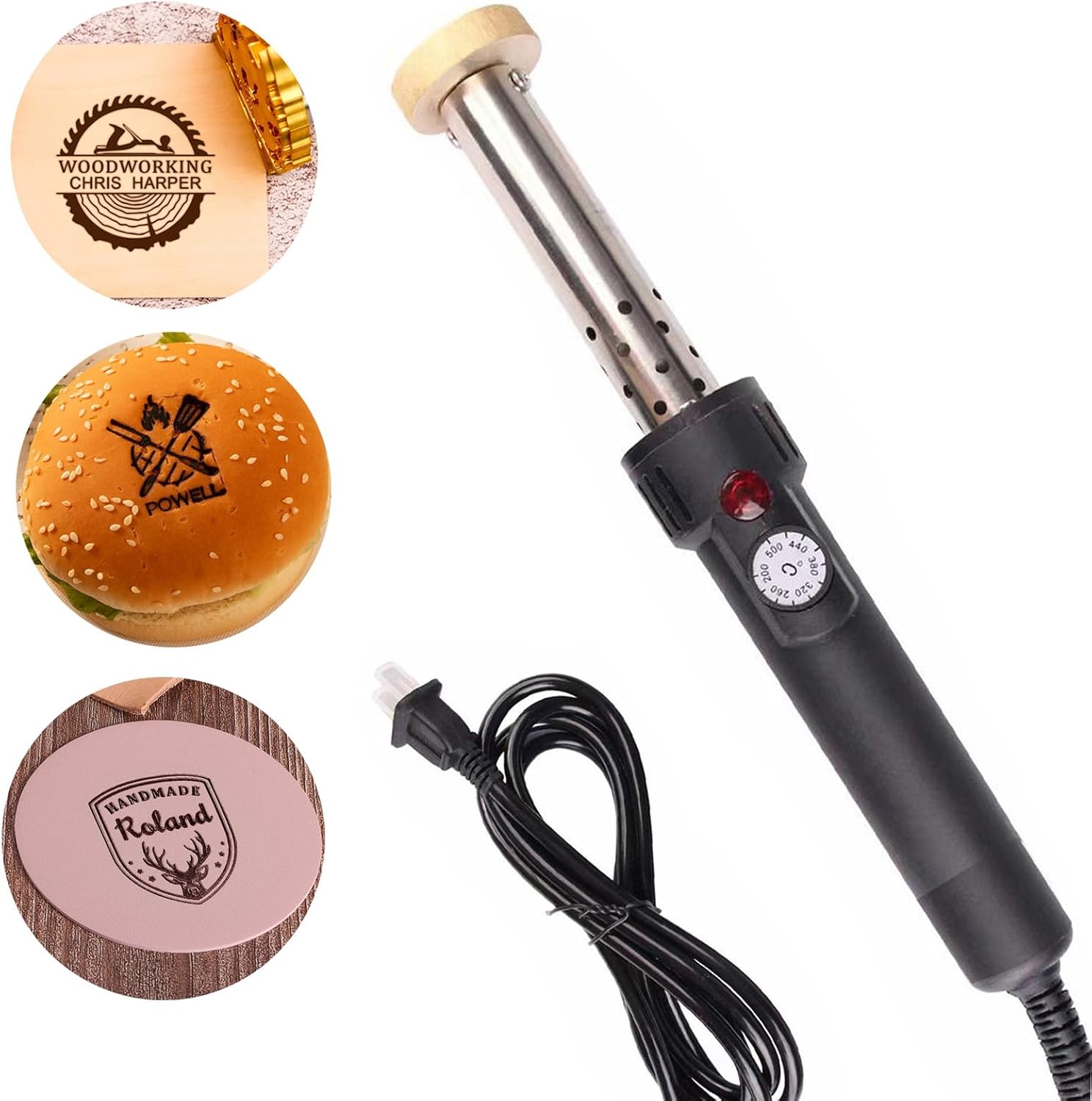 Custom Electric Branding Iron for Wood, Temperature-Controlled Wood Burning Stamp, Personalized Letter Stamp for Burger,Leather, Food, Handcraft & Wedding Gift, Woodworking Tool