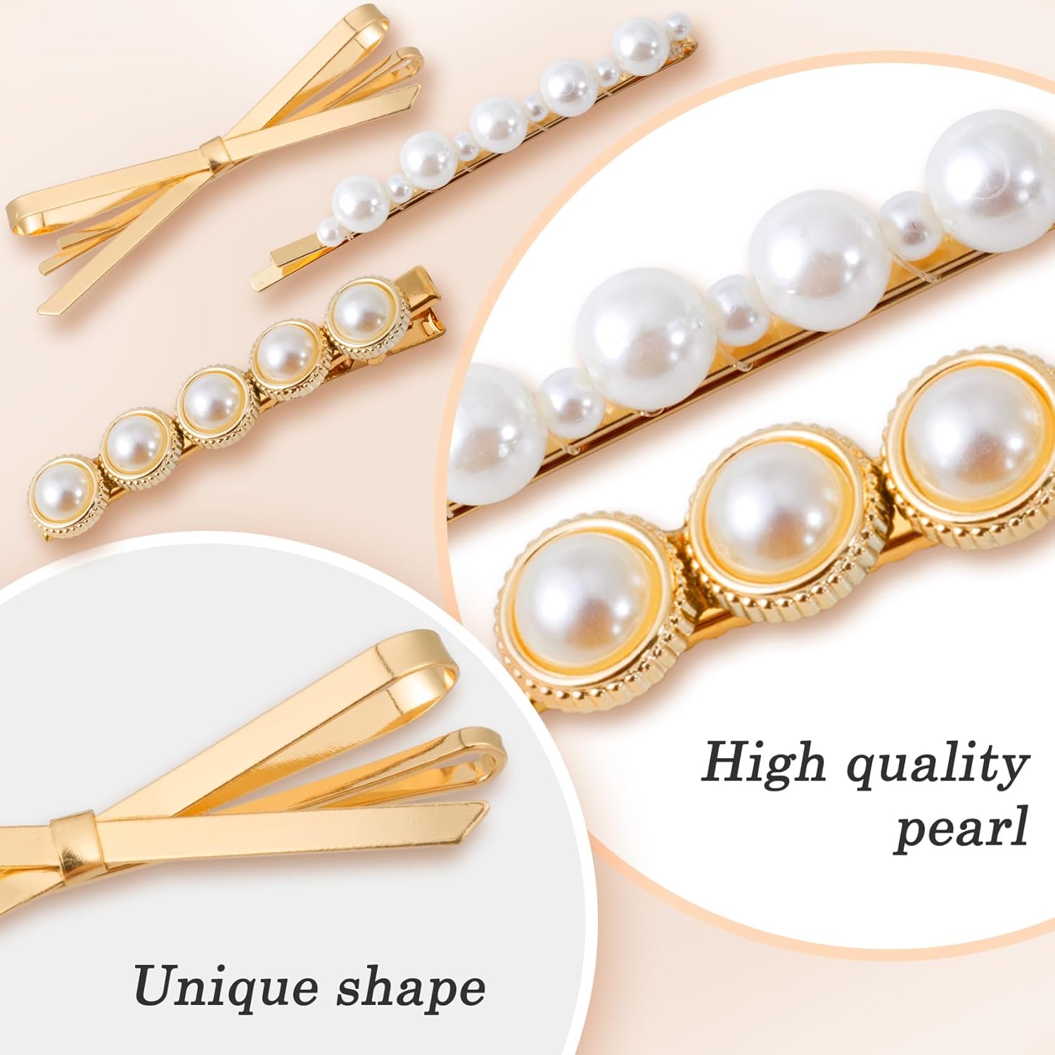 10pcs Artificial Pearl Bobby Pins, Gold Decorative Bobby Pins for Women, Glossy Metal Hair Barrettes Clips Jewelry Bridal Hair Accessories for Daily, Wedding, Party - Image 4