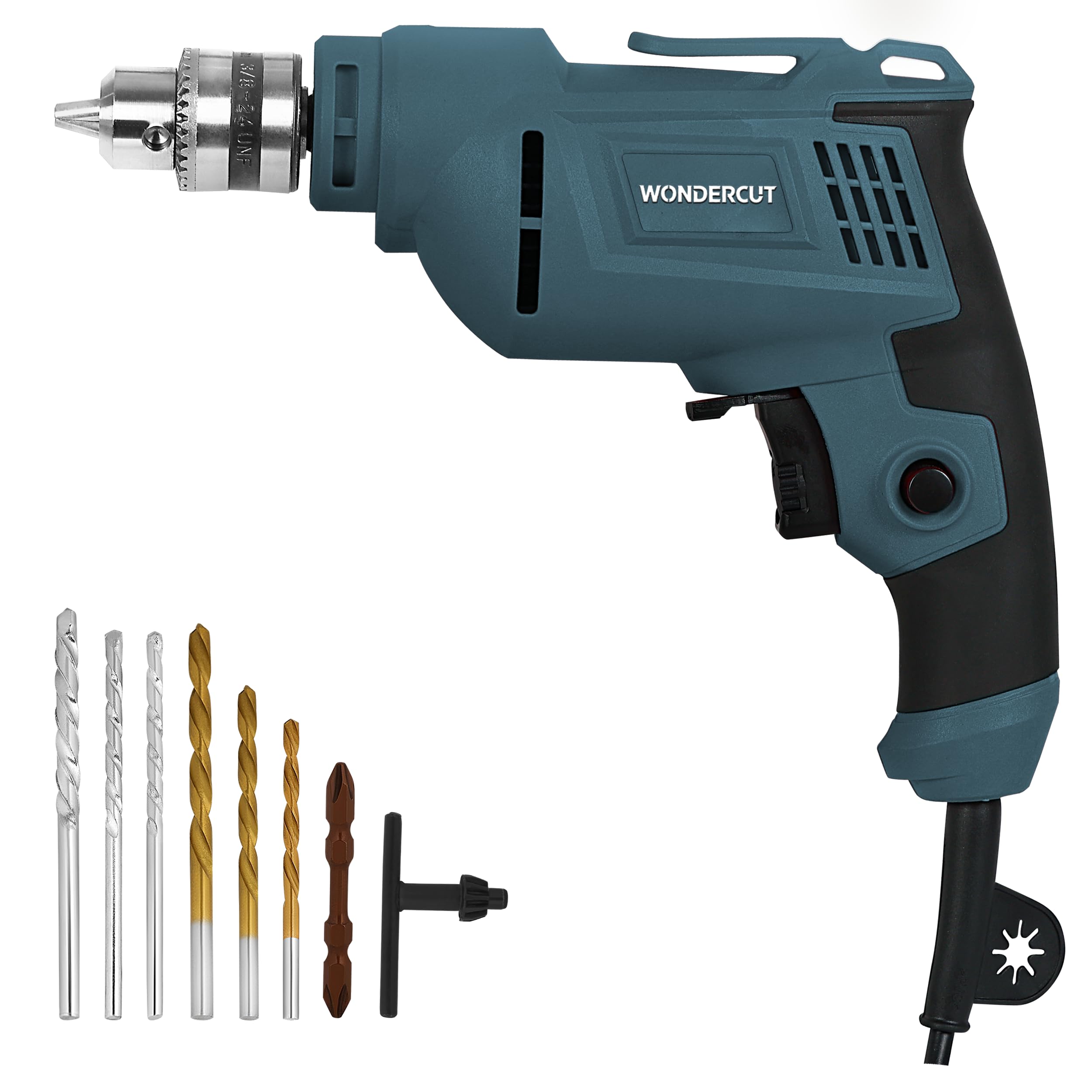 WONDERCUT 550W, Electric Drill WC-EDRF10-B+7, 100% Copper Motor, 2800 RPM, 10 mm Chuck, Forward/Reverse with Variable Speed Control & 7 Pcs Pro Drill Bits (Blue)-image-34