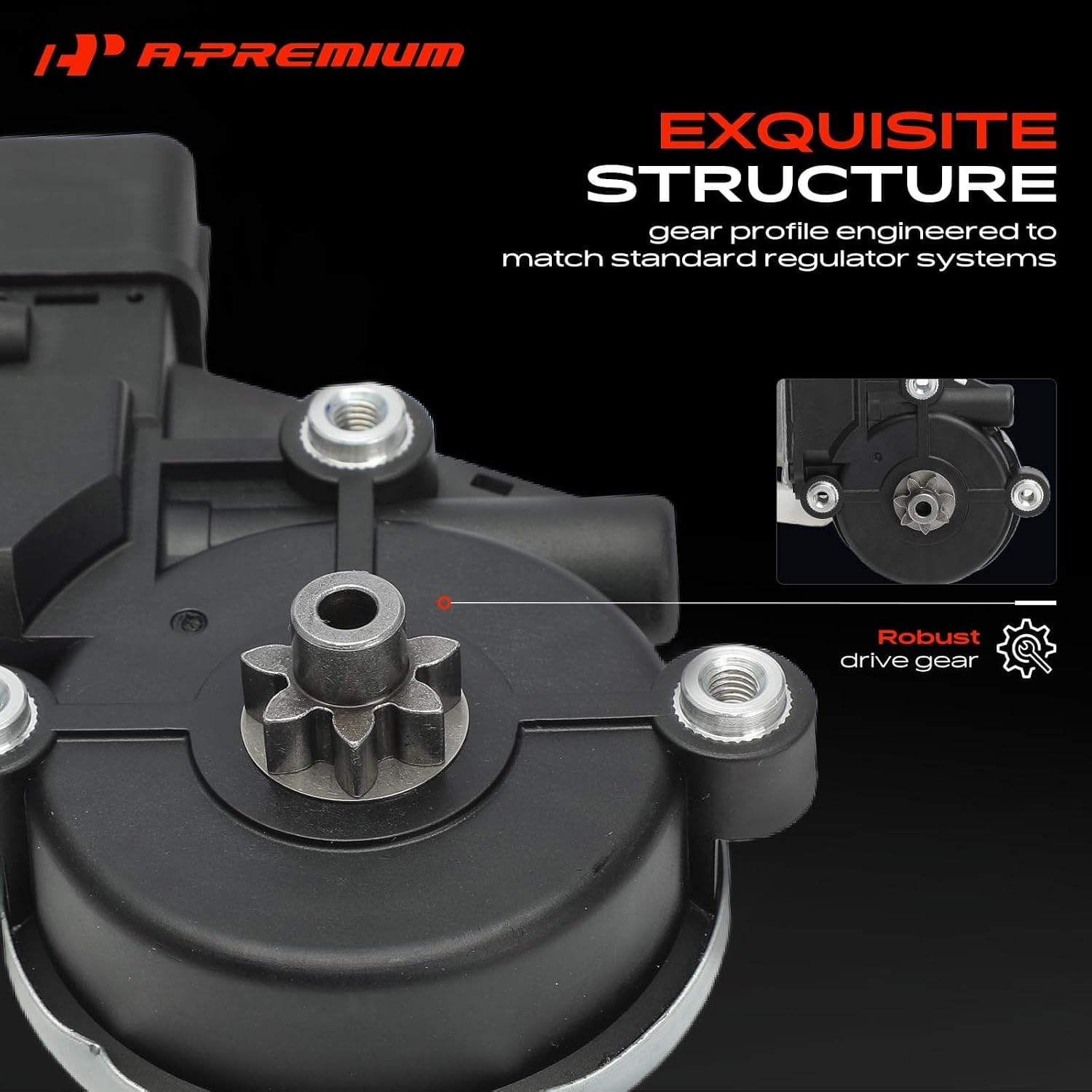 A-Premium Power Window Lift Motor Front Passenger Side, with 2-Pin Plug