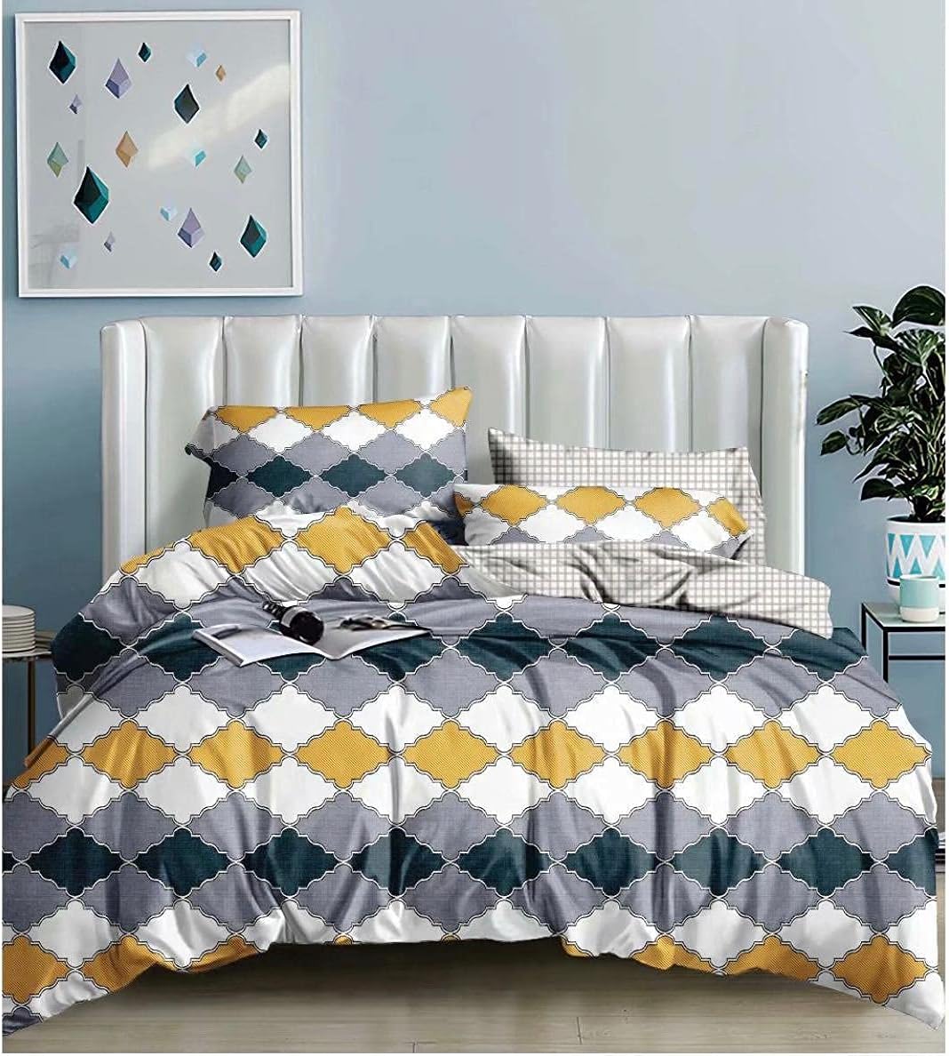Super Premium Quilt Cover Double Bed with Zipper Blanket Cover/rajai Cover/Comforter Cover/Duvet Cover King Size Glace Cotton Warm Stuff (King Size Dohars) 90x100 Inches 10bj 01