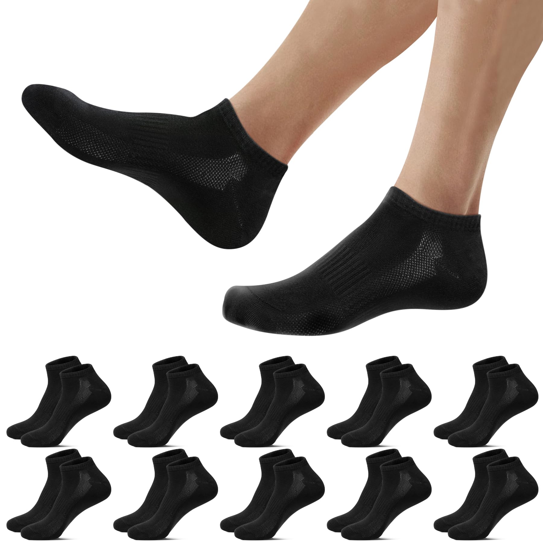 Falechay 10 Paar Sneaker Socken Herren Damen Sportsocken Kurze Atmungsaktive Sneakersocken Baumwolle Halbsocken Unisex