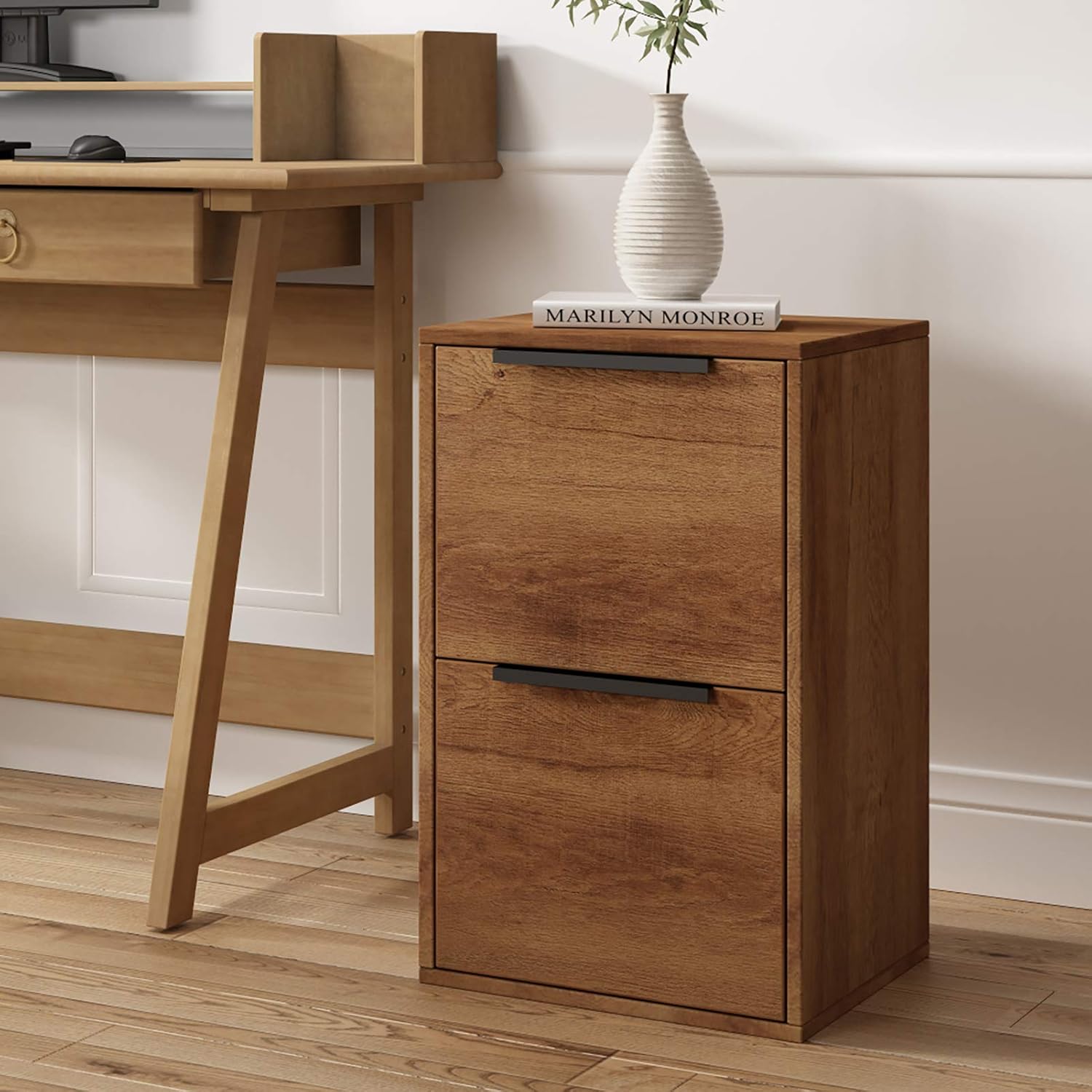 LUCYPAL 2 Drawer Wooden File Cabinet, Vertical Storage Filing Cabinets for Home Office,Pressed Wood File Cabinets for Letter Size (Grey) : Office Products