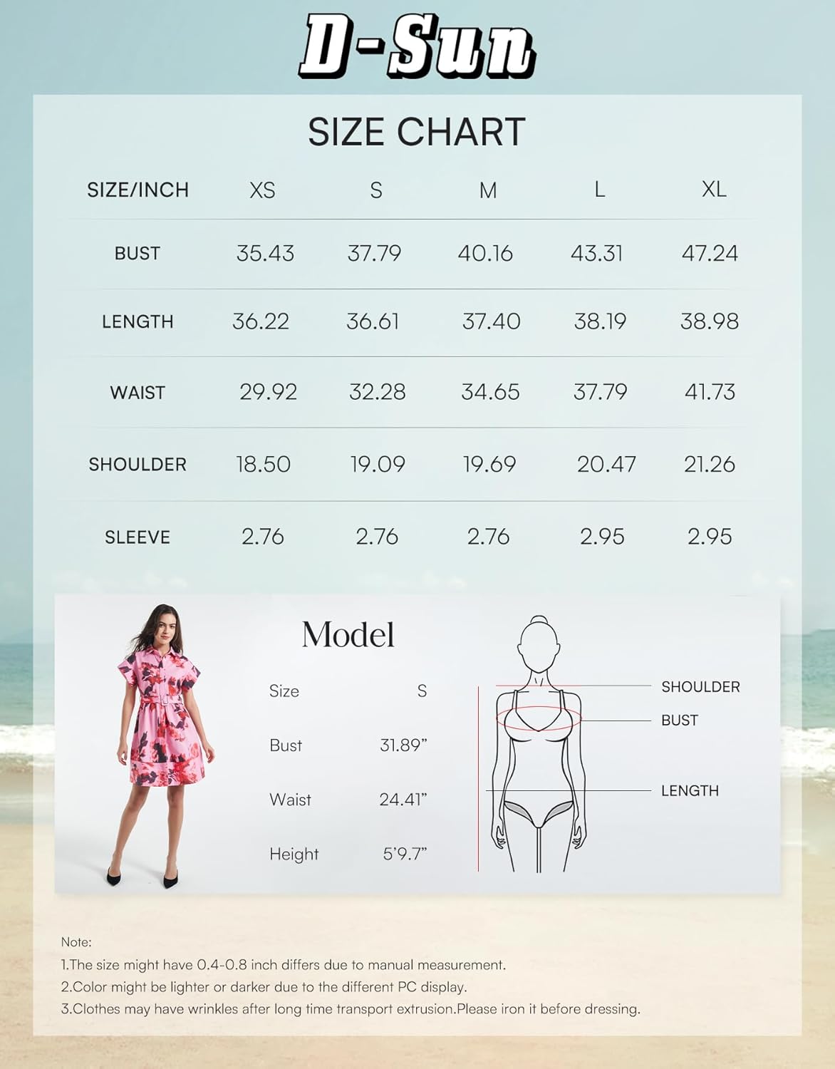 D-Sun Women Button Down Shirt Dress V-Neck Floral Printed Short Sleeve Mini Dress Casual Belted Short Party with Pocket - Image 7