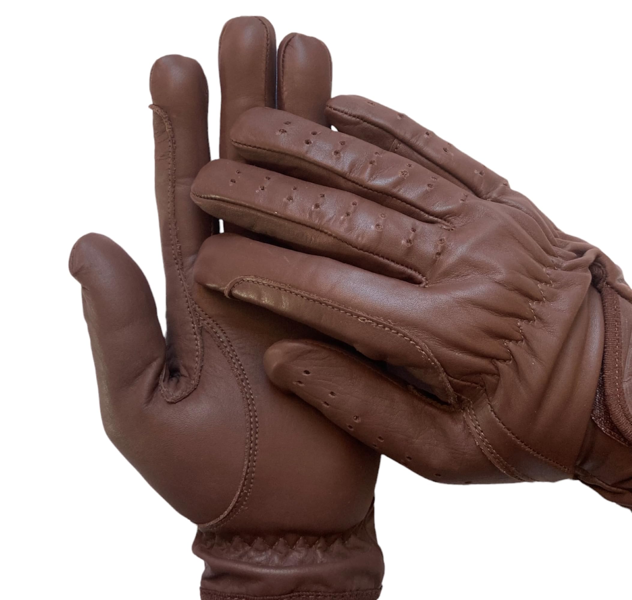 Sulkhanz Horse Riding MEN'S Gloves Soft Leather 100% Real Leather Dark Brown Premium Quality Gents equestrian gloves (XL)