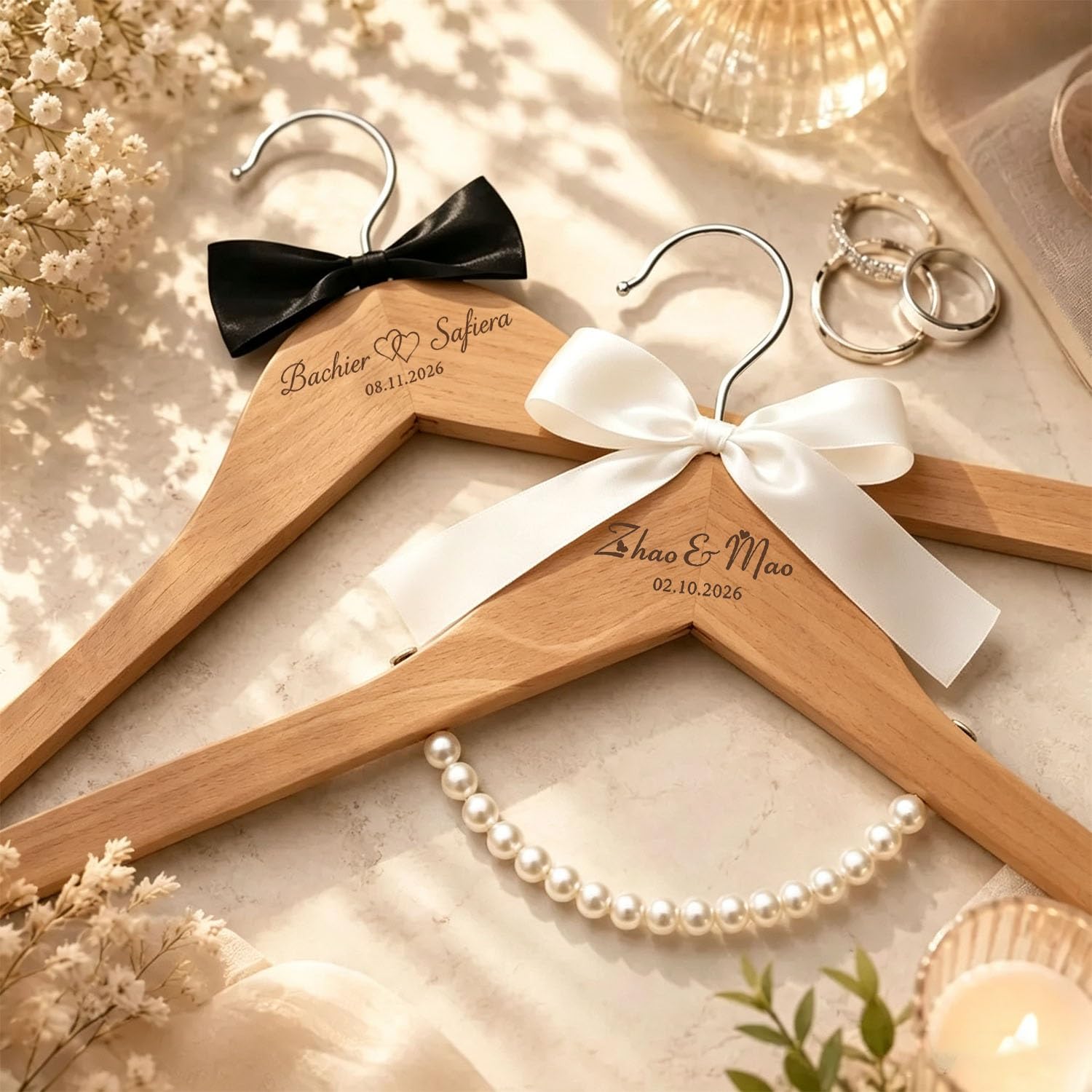 Custom Wooden Wedding Dress Hanger, Keepsake Gift For Bride & Bridesmaids