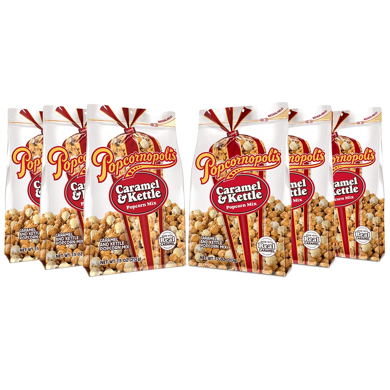 Popcornopolis Gourmet Popcorn, Caramel & Kettle, 7.5 OZ Bag