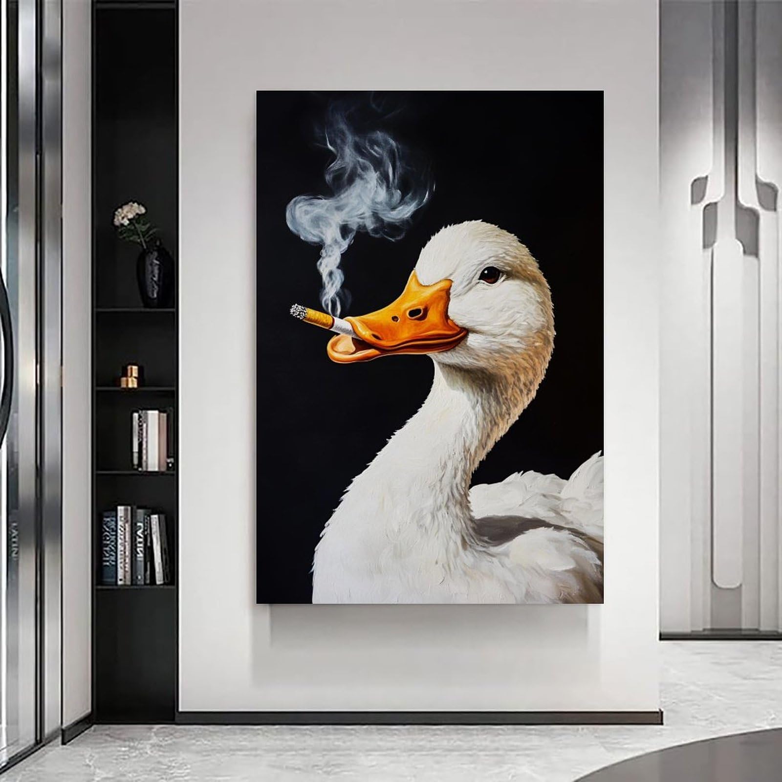 Wandkunst, Vintage-Wandkunst, Wandkunst, Wandkunst, hängendes Gemälde, Poster, lustiges Tierraucher-Portrait-Kunstwerk, Neuheit, Dekoration für Wohnzimmer und Schlafzimmer, Wandfläche 50 x 75 cm
