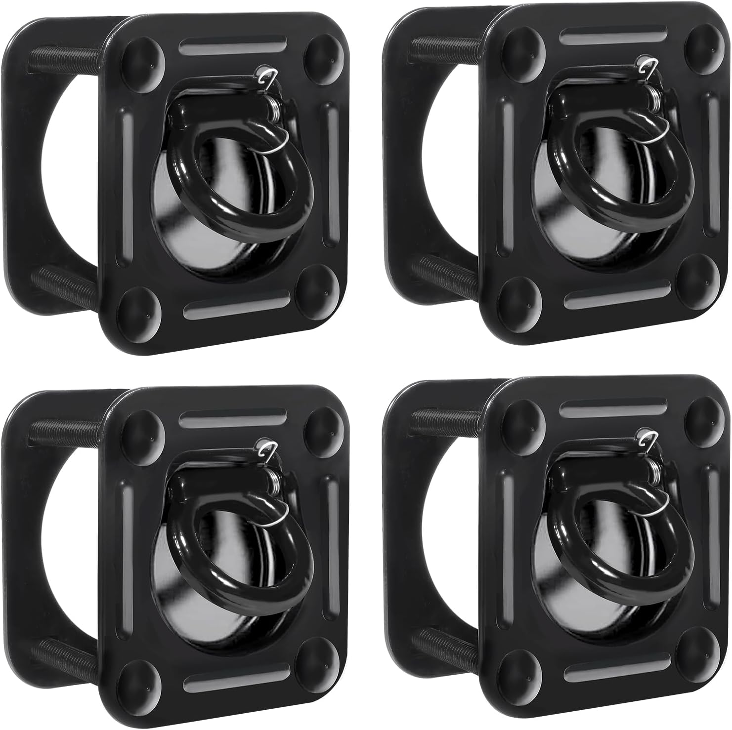 1/2"" Recessed D-Ring Tie Down Anchors 4 Pack (6000 lbs Capacity), Heavy Duty Trailer Tie Down Hooks for RV Campers Vans ATV SUV Boats Motorcycles, Black, APTDA002
