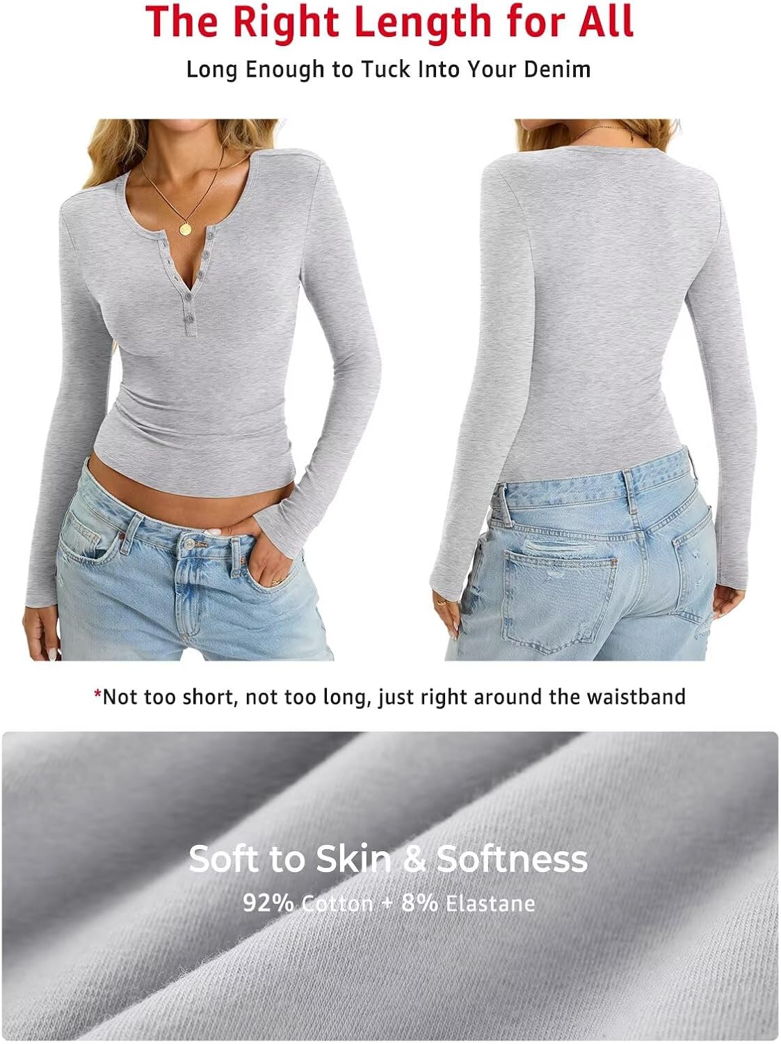 Womens Cotton Long Sleeve Shirts V Neck Henley Tops Slim Fit Basic Going Out Tshirts Fall Fashion Outfits 2025 - Image 6