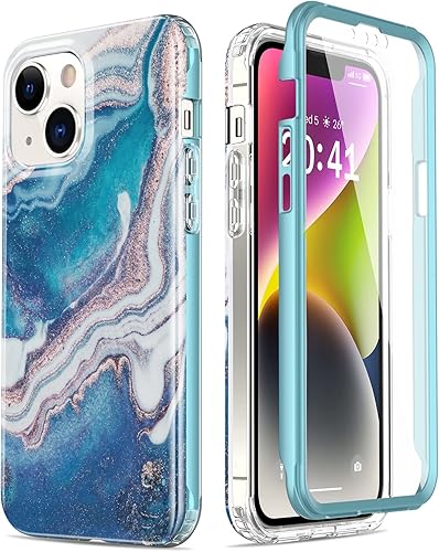 Esdot para iPhone 14 Plus Funda con protector de pantalla integrado, cubierta resistente de grado militar con diseños de moda para mujeres y niñas,