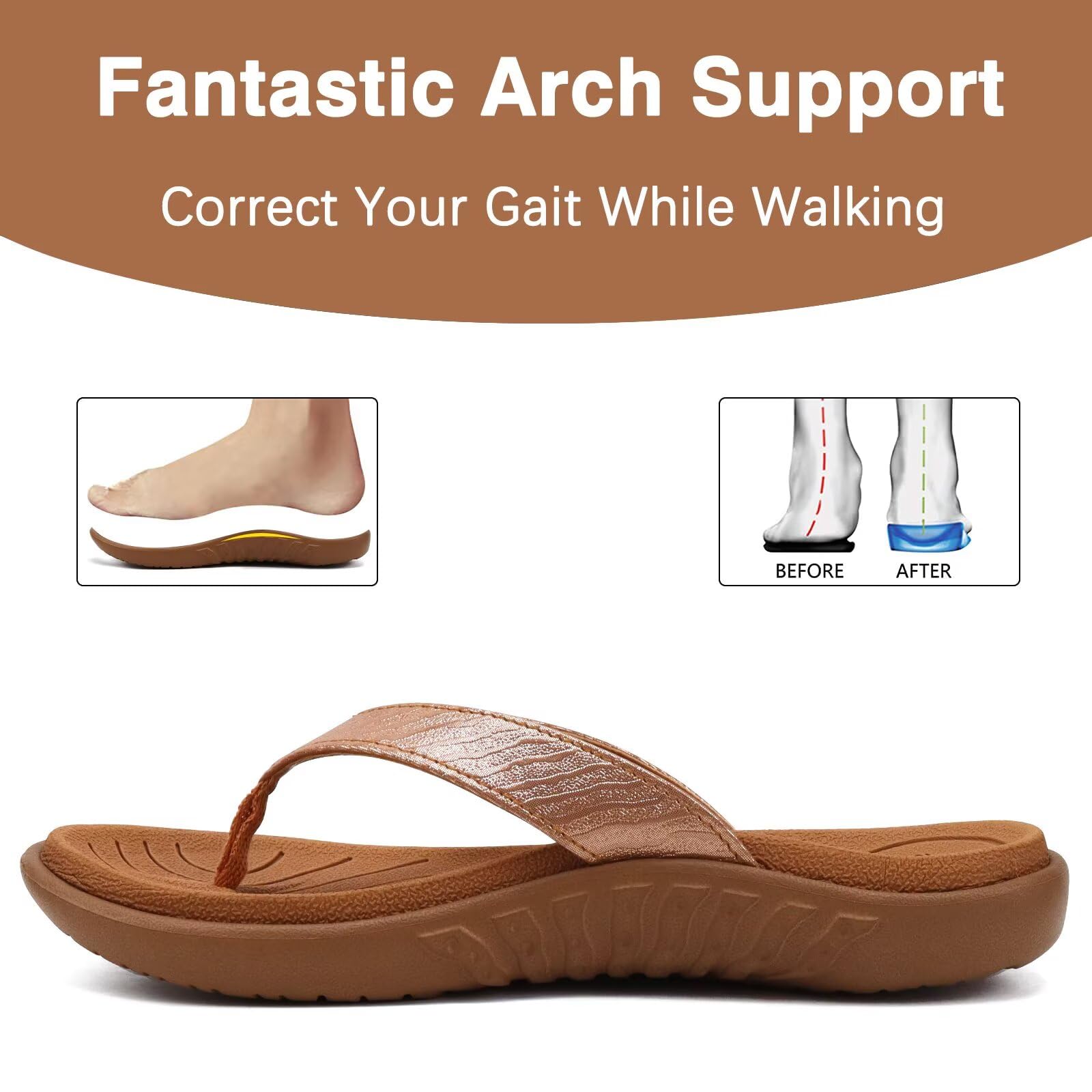 jiajiale Infradito Donna Moda Ortopediche Estive Comode Pelle Supporto Arco Plantare Flip Flop Doccia Spiaggia Piscina Aperte Mare Leggere Eleganti Ciabatte Antiscivolo Gomma Suole