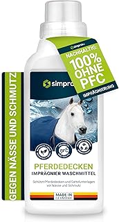Lessive Imperméabilisant Couverture Cheval & Tapis de Selle - sans PFC, Certifié Oeko-TEX & V-Label - Imperméabilisant Tissu Textile Respirant & Écologique - Lavage Machine/Main - 500ml
