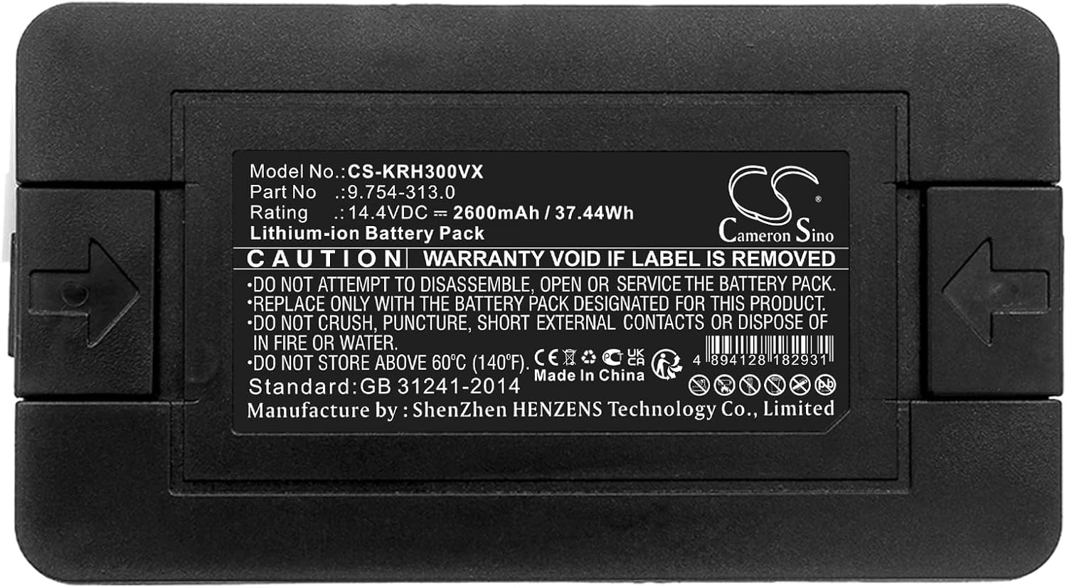 Cameron Sino Battery for Karcher RC3 PN:Karcher 9.754-313.0 2600mAh / 37.44Wh