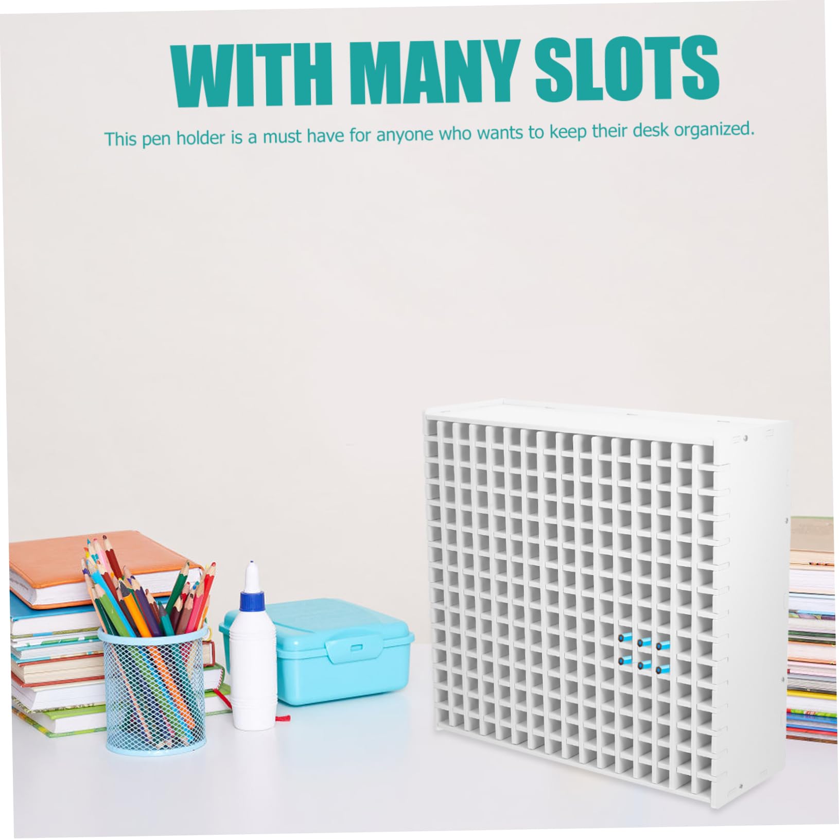 Portapenne Astuccio Bianco 240 Slot in Abs, Organizer Multifunzione | Festa Scuola Decor, Capienza Ampia, Salvaspazio da Scrivania per Studenti e Insegnanti