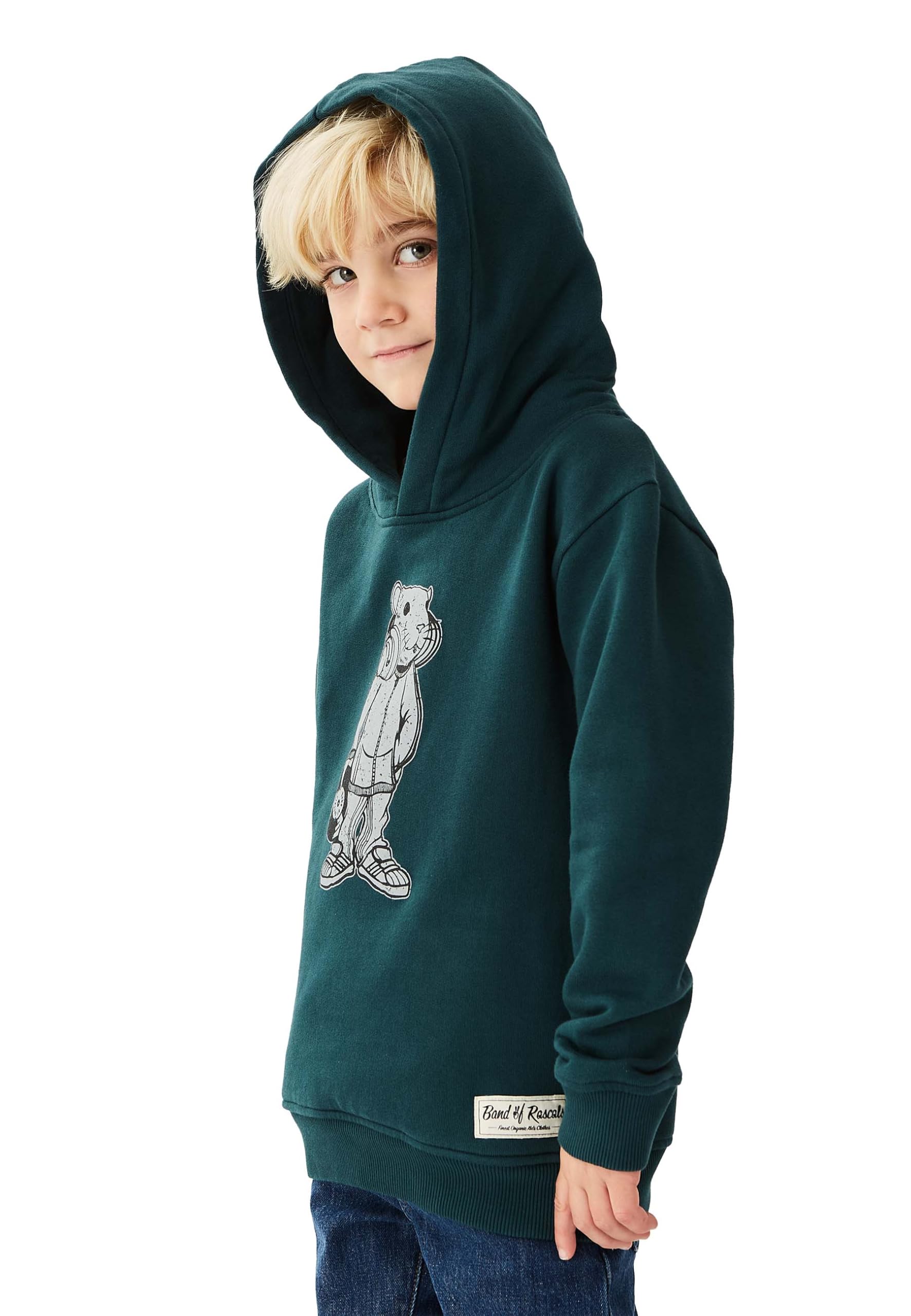 Band of Rascals Dziecięca bluza z kapturem DJ z bawełny ekologicznej, Racing-Green, 134