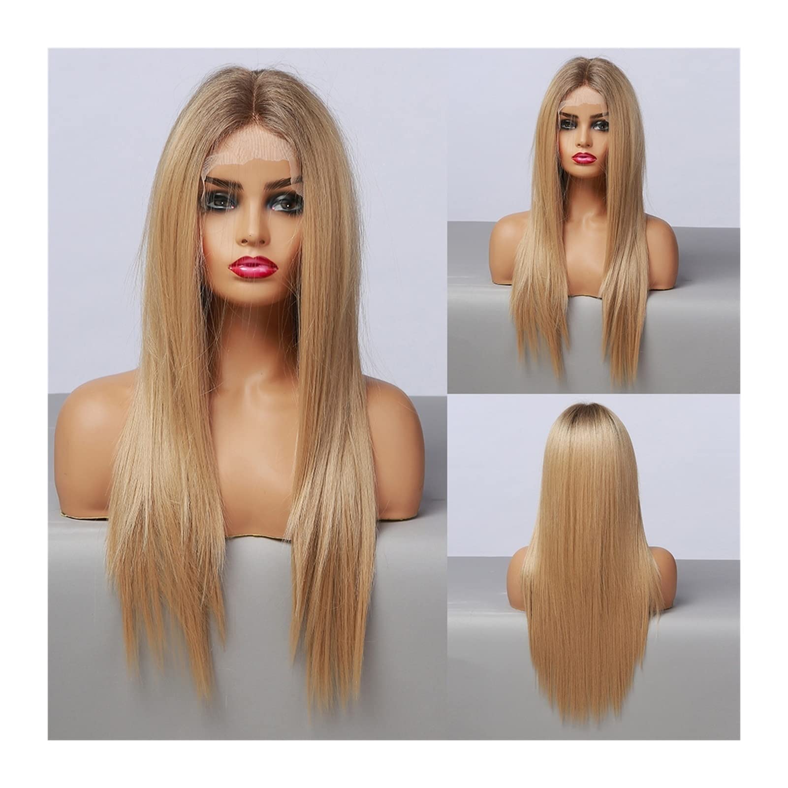 Perruque de dentelle blonde 150% de densité au fini invisible