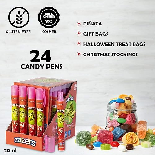 Miniatura 3 de Pen Spray Liquid Candy - Paquete de 24 unidades de sabor a fresa, sin gluten, sin colorantes añadidos, novedosos caramelos Kosher, 0.7fl oz cada uno