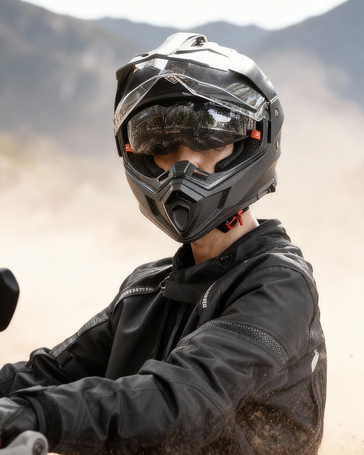 ILM Dirt Bike Helmets for Adults 3 in 1 Dual Sport ATV Off Road Full Face Motorcycle Helmets Dual Visors MD866 (Matte Black, 2XL)