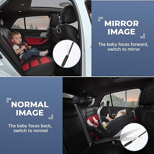 Miniatura 7 de Espejo de coche para bebé con pantalla de función de visión nocturna HD de 4.3 pulgadas, cámara de seguridad para asiento de automóvil para recién
