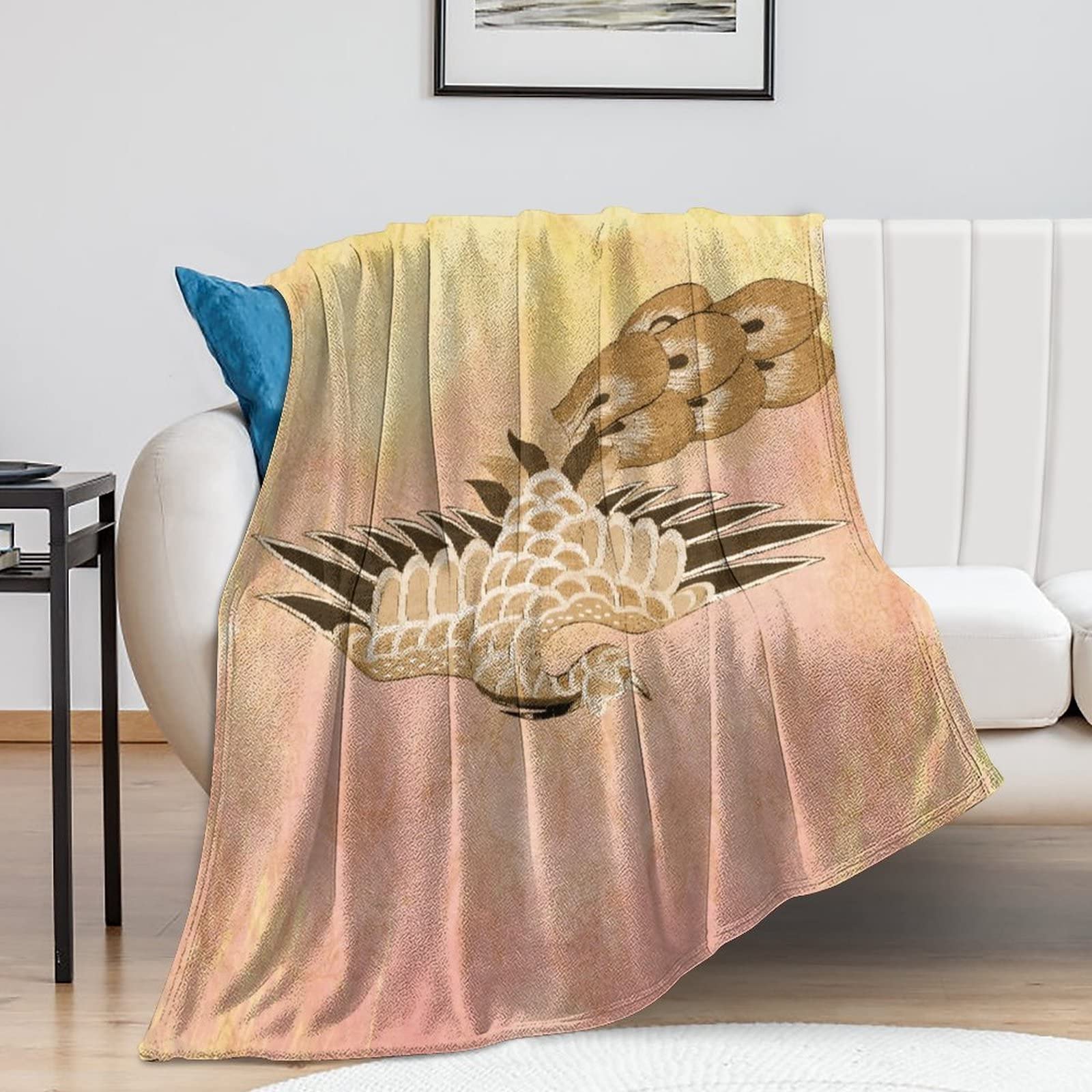 Couverture plume de paon 150x200 cm idéale pour vos soirées cocooning au salon