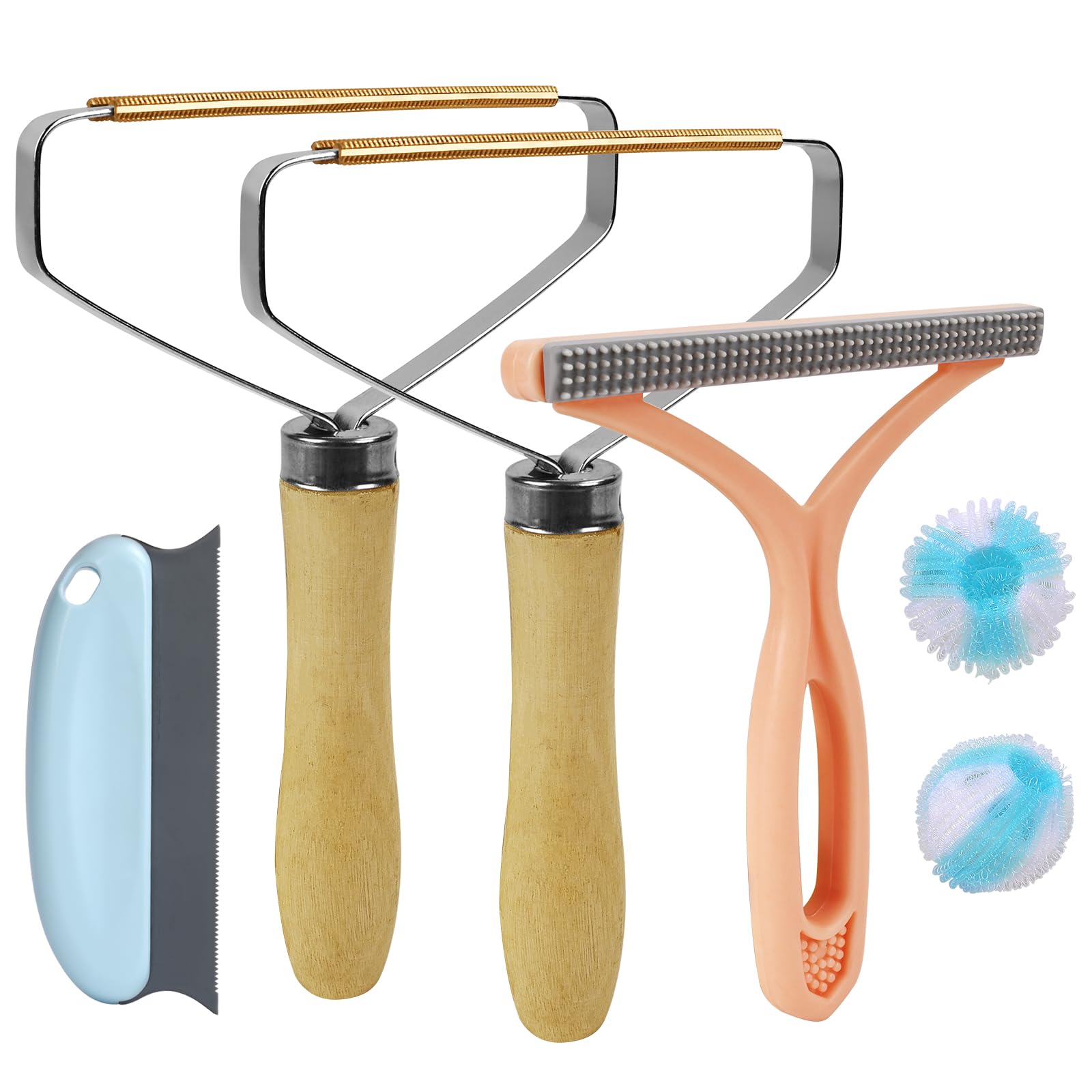 Pet Hair Removal Tool: 6 Pcs Dog Cat Hair Remover - Reusable Pet Hair Remover with Laundry Pet Hair Catcher - Portable Carpet Rake Scraper Fur Removal Tool for Rugs Car Mats Couch Furniture