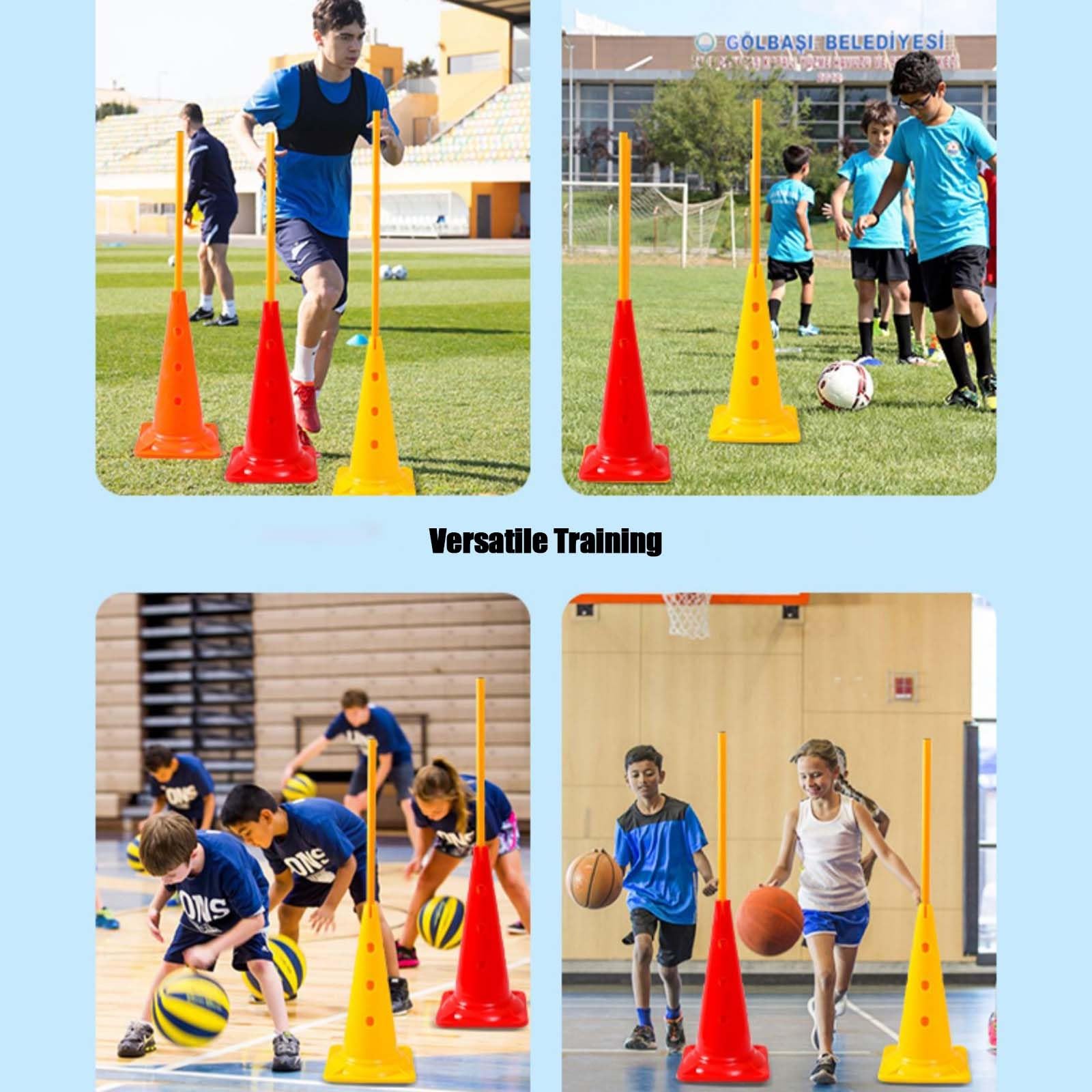 Slalomstangen Fussball Agility Stangen 5/10/15Pc Haustiere Hund Agility Training Kegel und Stangen, Abnehmbare flexible Trainingsslalomstangen, Multi-Sport-Übungsgeräte für Erwachsene und Jugendliche