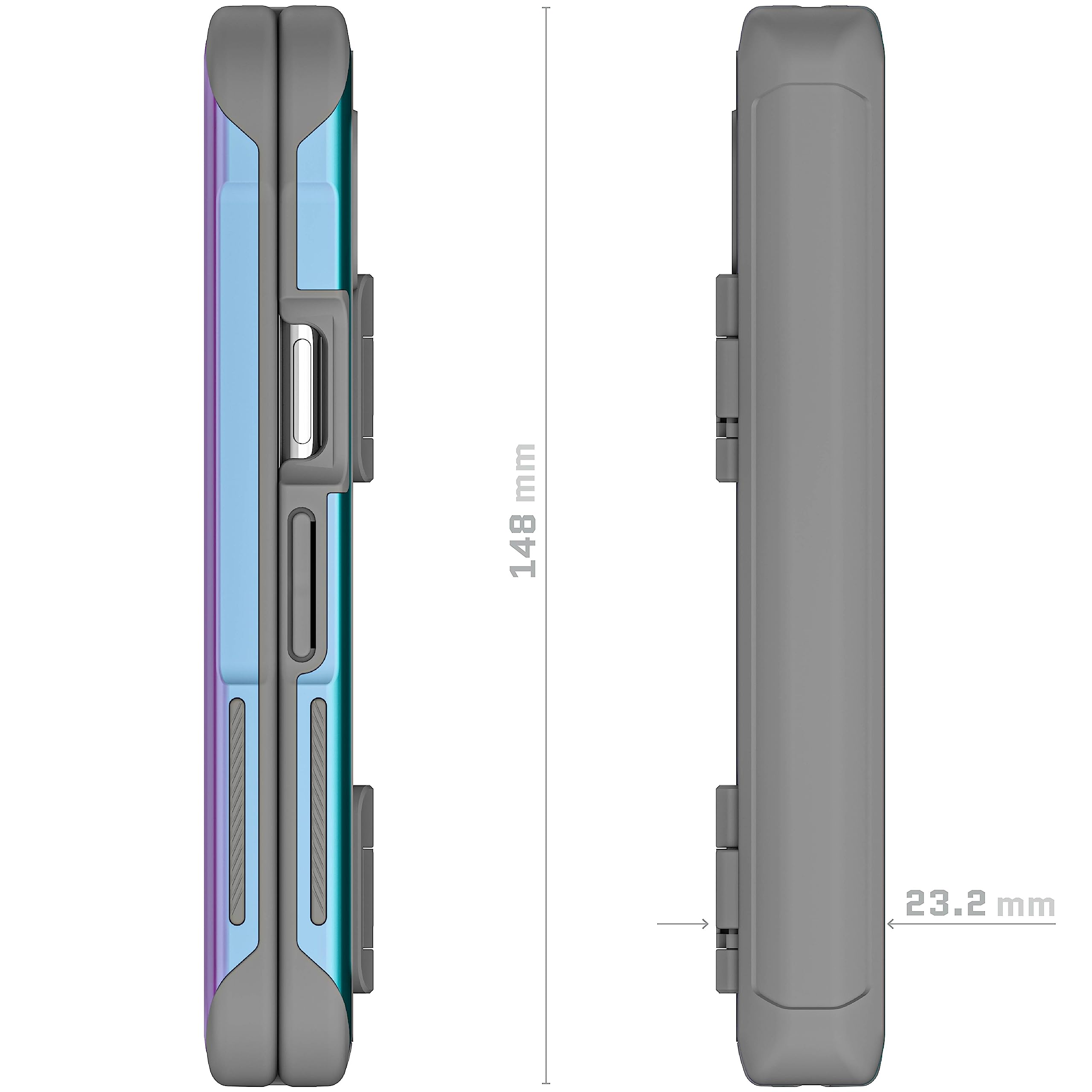 Ghostek ATOMIC slim Pixel Fold Phone Case with Clear Back and Iridescent Aluminum Bumper Heavy Duty Shock Absorbent Protective Metal Phone Covers Designed for 2023 Google Pixel Fold (7.6") (Prismatic)