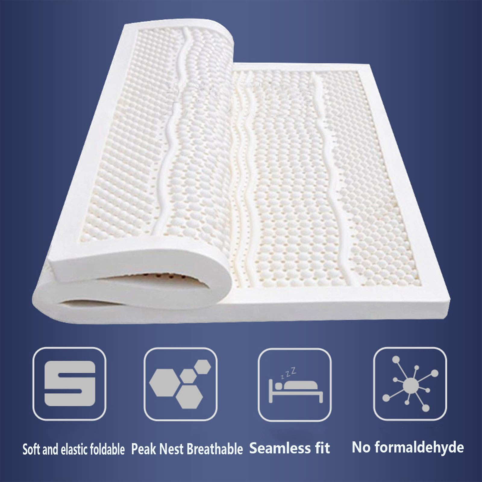 Matelas en latex naturel 180 x 200 cm – Design nid d'abeille respirant, doux et de table, ne se déforme pas, parfait pour un soutien réparateur – Idéal pour tous les Spers