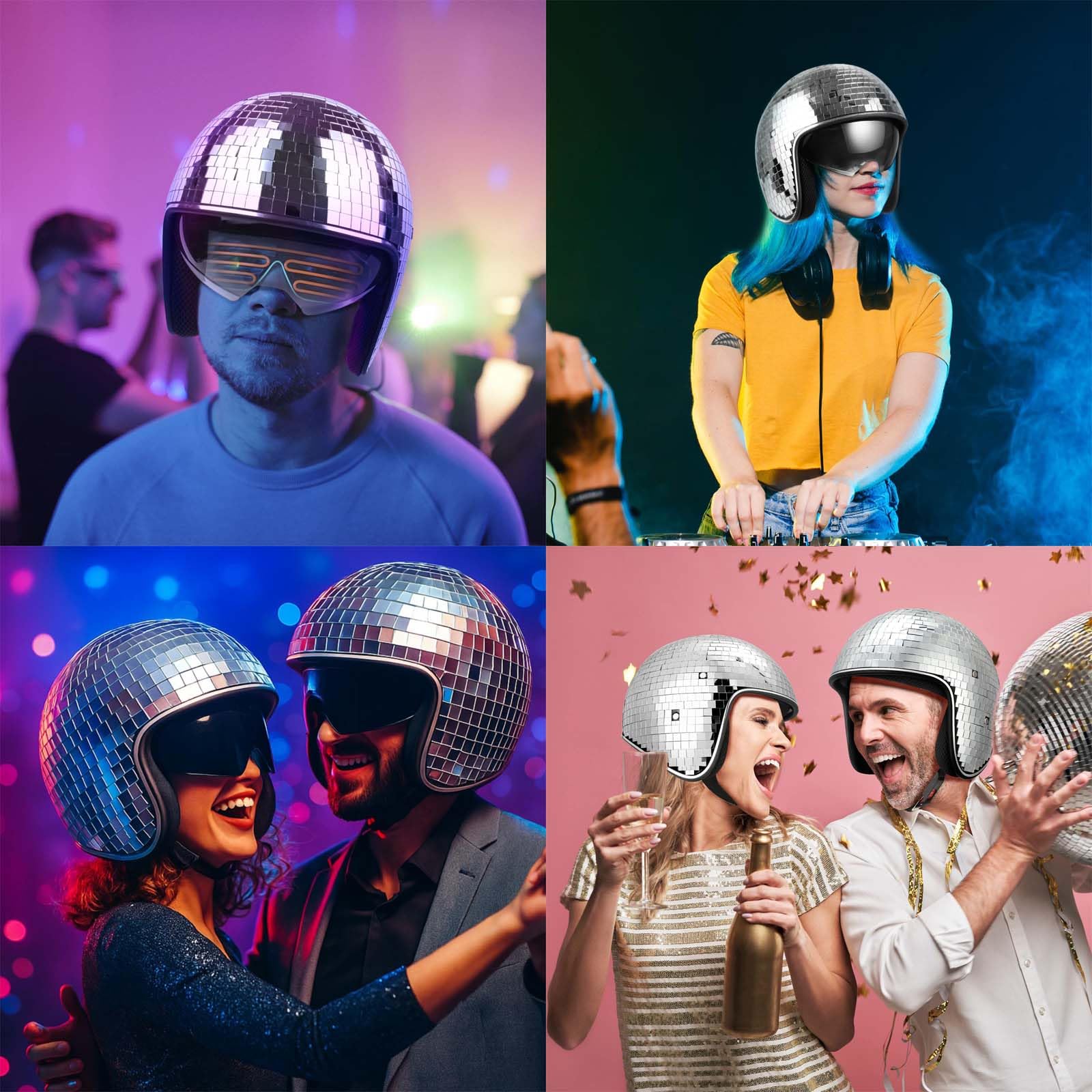 Pipihome Discokugel Hüte - Diskokugel Helm | Glitzer Spiegel Glas Discokugel Hut Helm | DiscoDekor Helme | Disco Spiegel Glitzerball Helme | Disco Spiegel Hut | Glitzer Spiegel Glas Disco Ball Hut