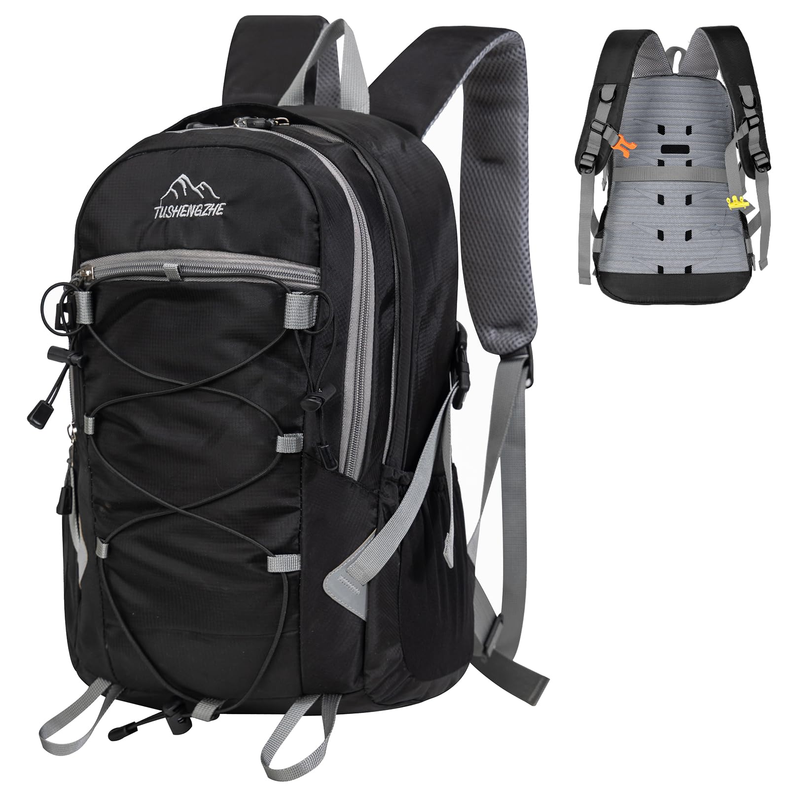 Petit sac à dos de randonnée avec panneau arrière en EVA pour homme et femme, sac à dos de voyage imperméable de 18 L, sac à dos de randonnée léger rembourré avec sangle de poitrine pour le
