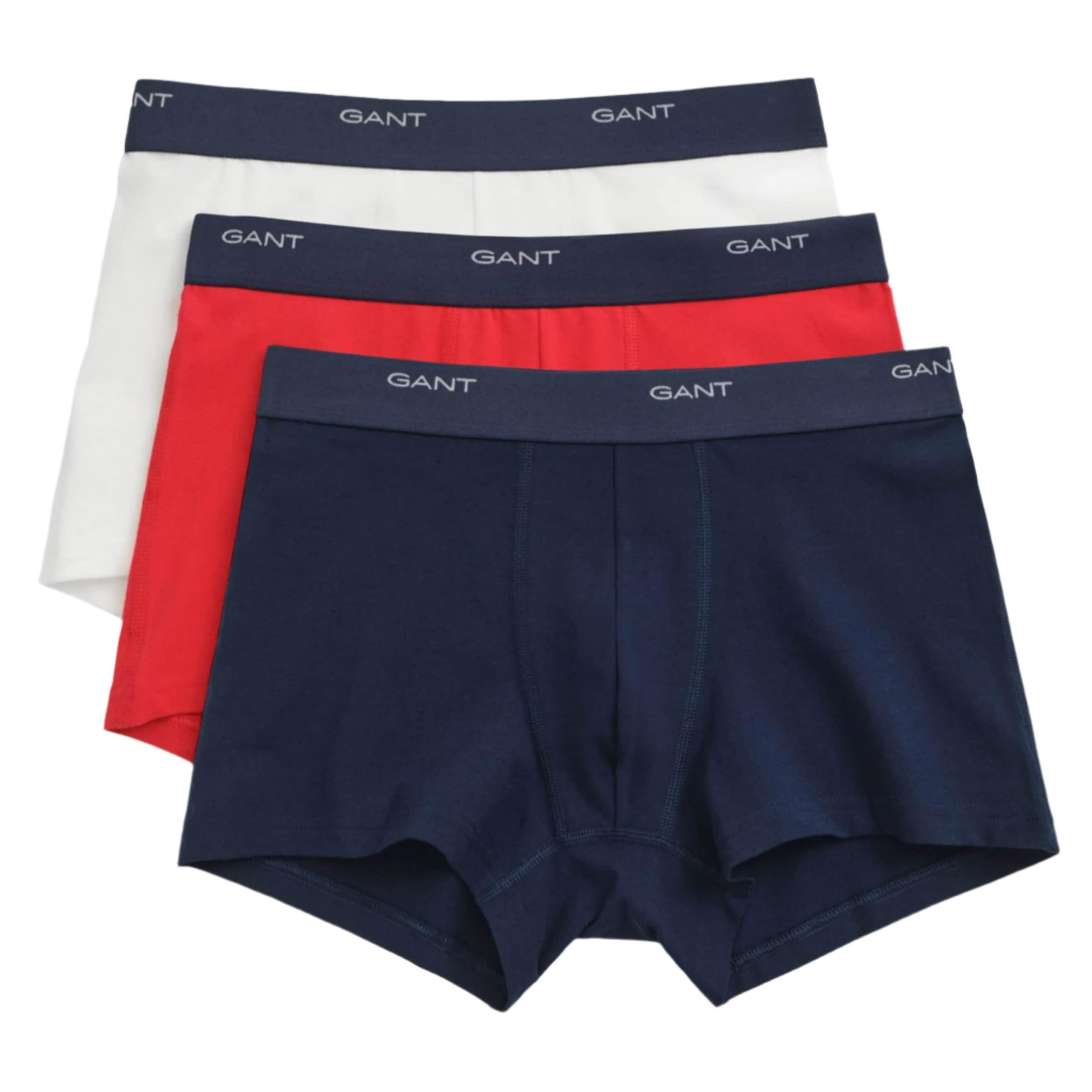 GANT Men's Core Trunks, Pack of 3, Underwear, Multicoloured, Standard (Pack of 3), multi-coloured, One Size