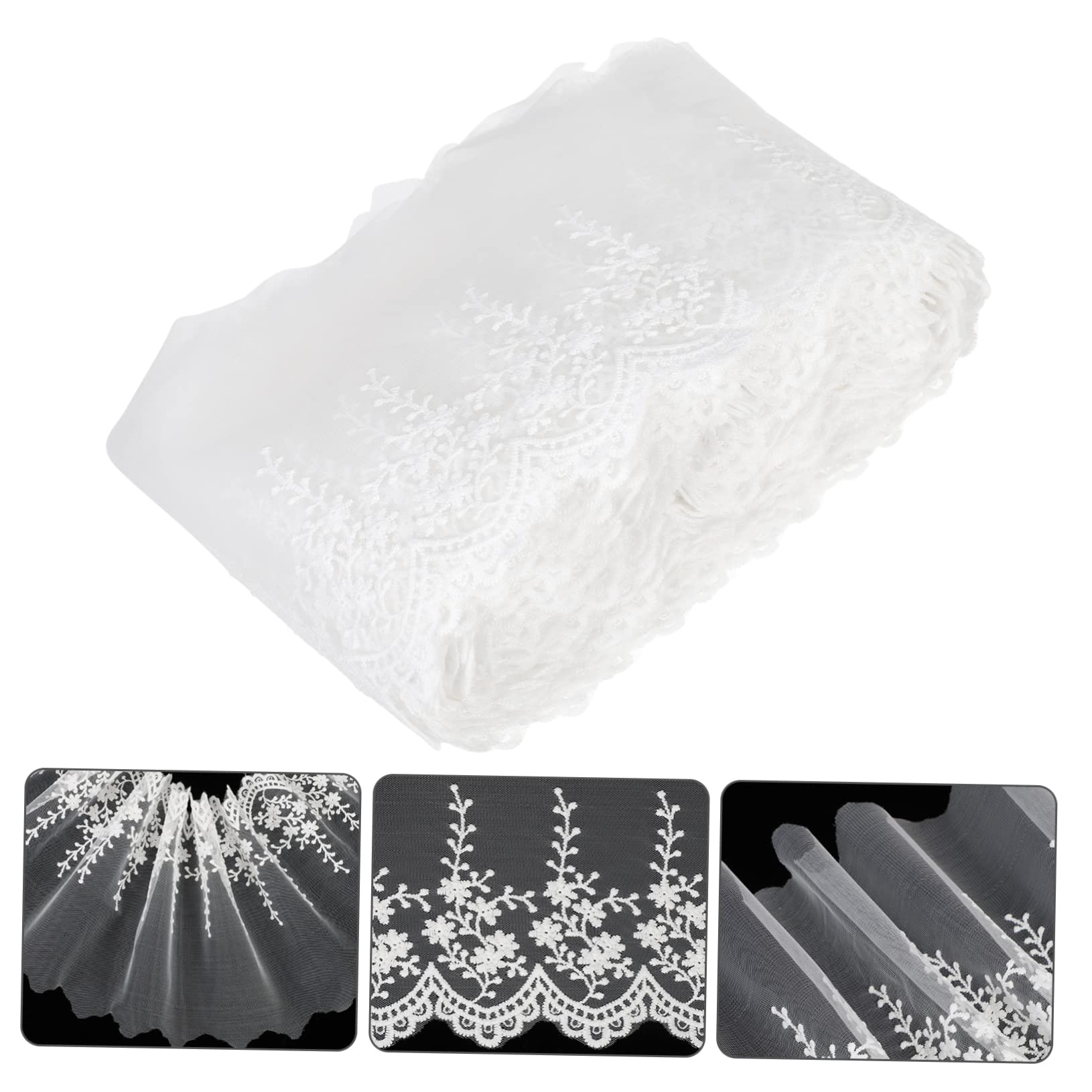 SHINEOFI 2piezas Cinta De Encaje Bordada Blanca Para Manualidades Yardas De Ribete Decorativo Para Bodas y Decoración Del
