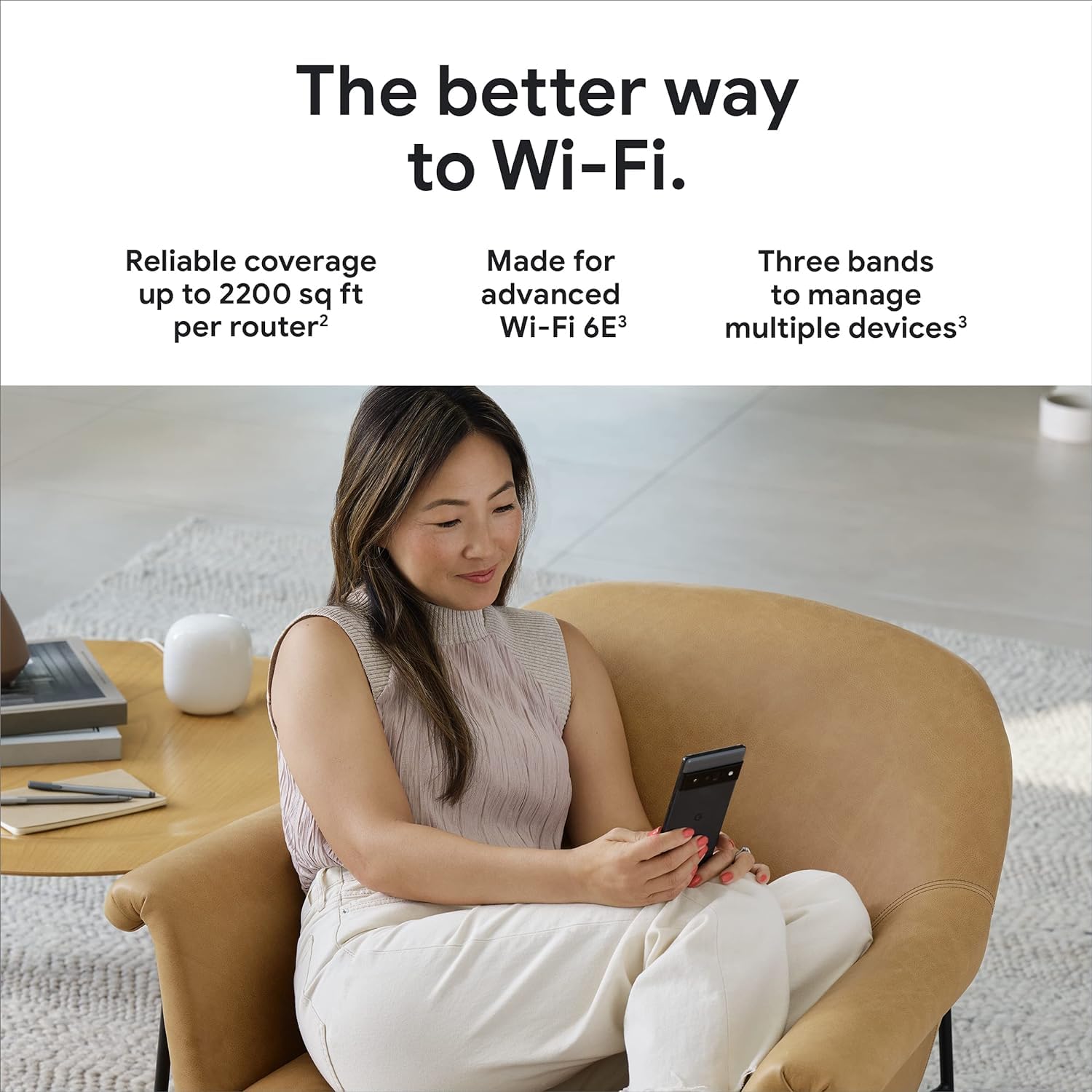 Google Nest WiFi Pro - Wi-Fi 6E - Reliable Home Wi-Fi System with Fast Speed and Whole Home Coverage - Mesh Router - Non-Retail Packaging - 4 Pack - Snow