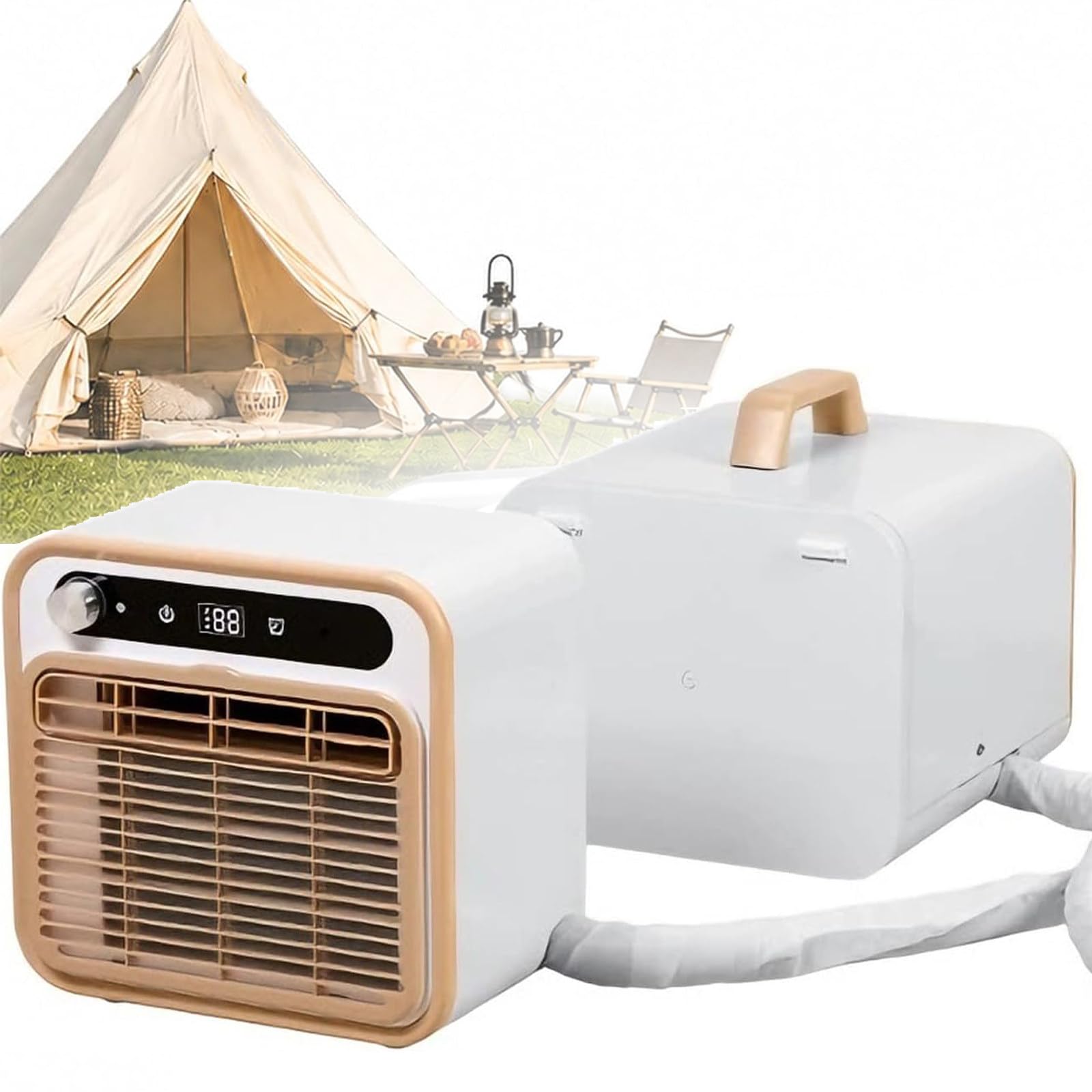 ZenSeFarin Portable Split Air Conditioner,Smart Touch Control Outdoor Camping AC Unit with Remote Control,12h Timer & 130m³/h Airflow,No Hose Air Cooler for Tent,Caravan,Truck 2mconnectingpipe