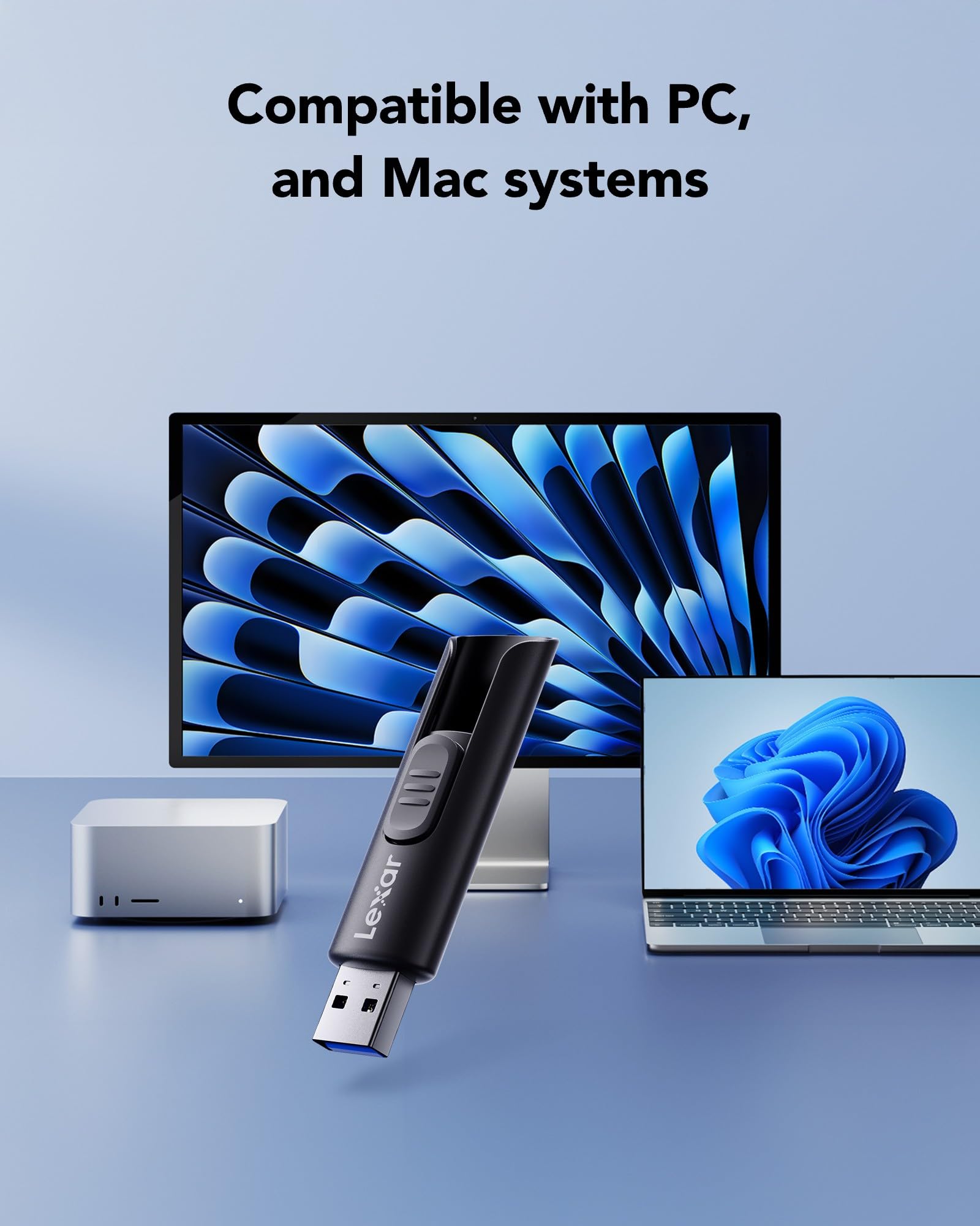 Lexar 64GB 3-Pack Flash Drive A30E USB 3.2 Gen 1, USB Drive up to 100MB/s, Storage Expansion and Backup for PC and Mac Systems