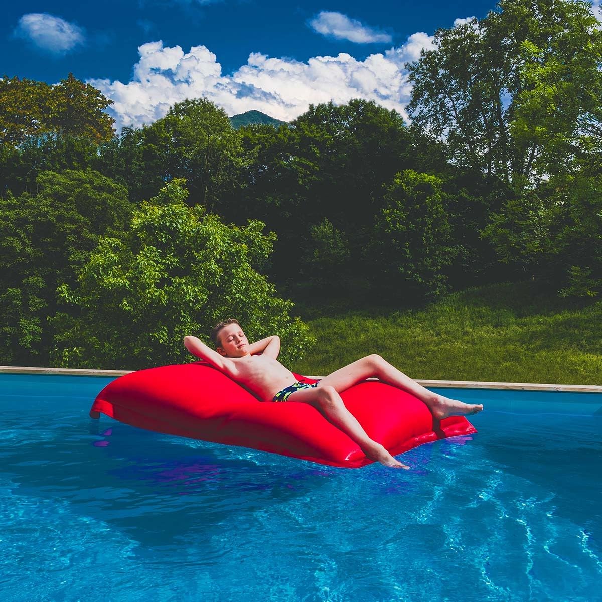 LIVEDECO - Housse Vide Pouf Géant XXL, Flottant pour Piscine, Rouge Pool BiG52