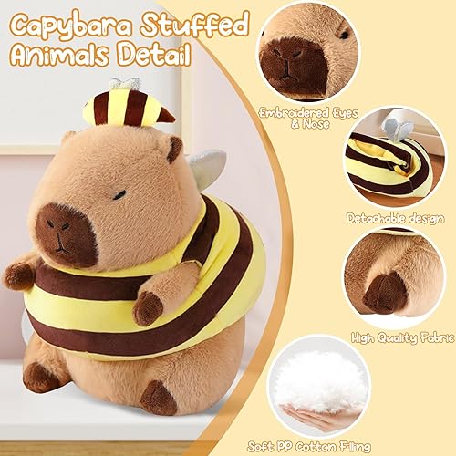 Miniatura 3 de Capybara - Peluche Kawaii de peluche con disfraz de abeja, suave y lindo, muñeca Capybara para niñas, niños, cumpleaños, San Valentín, regalo