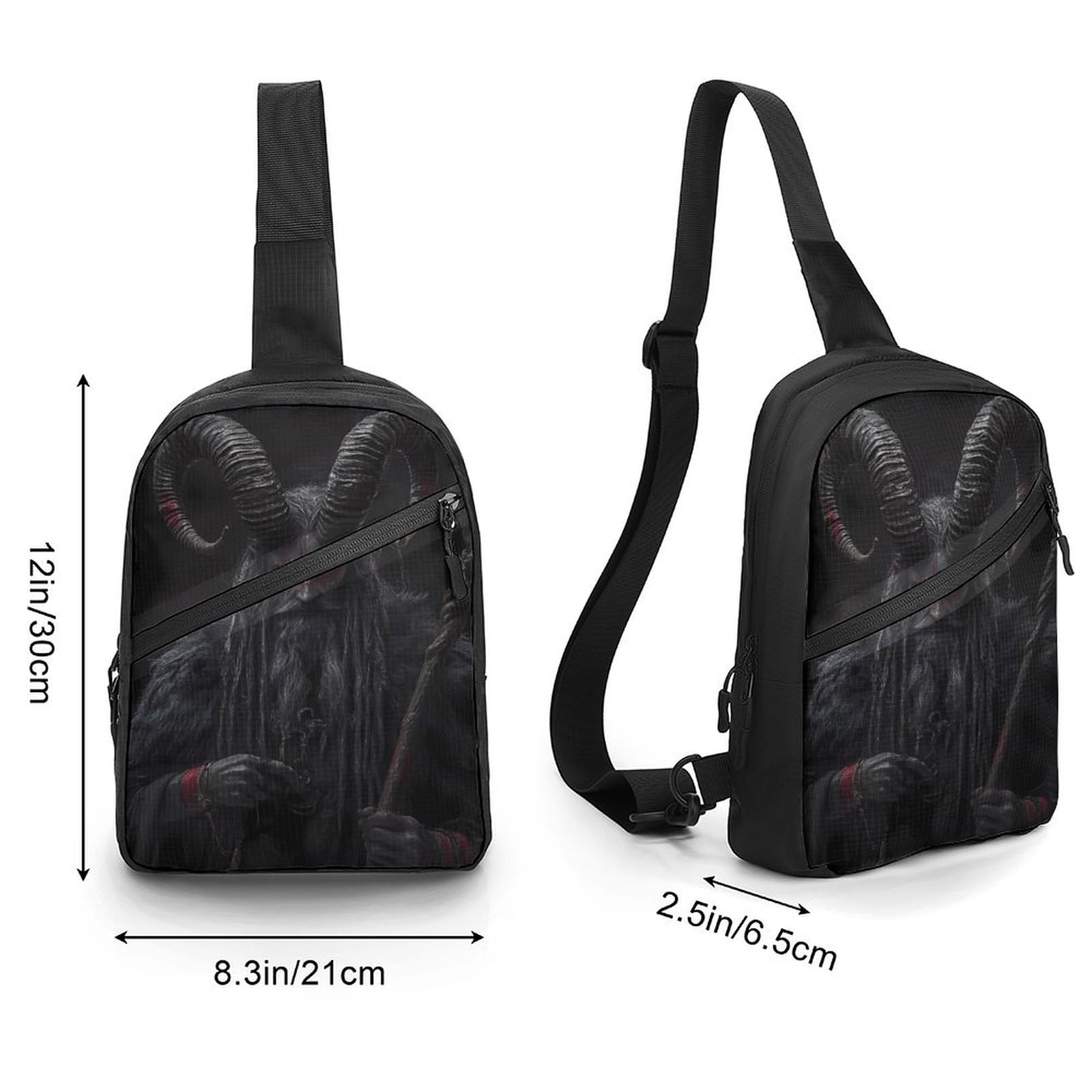 Devil Krampus Chest Bag Foldable Crossbody Unisex Pack Travel Hiking Adjustable Shoulder Straps Sling Bags
