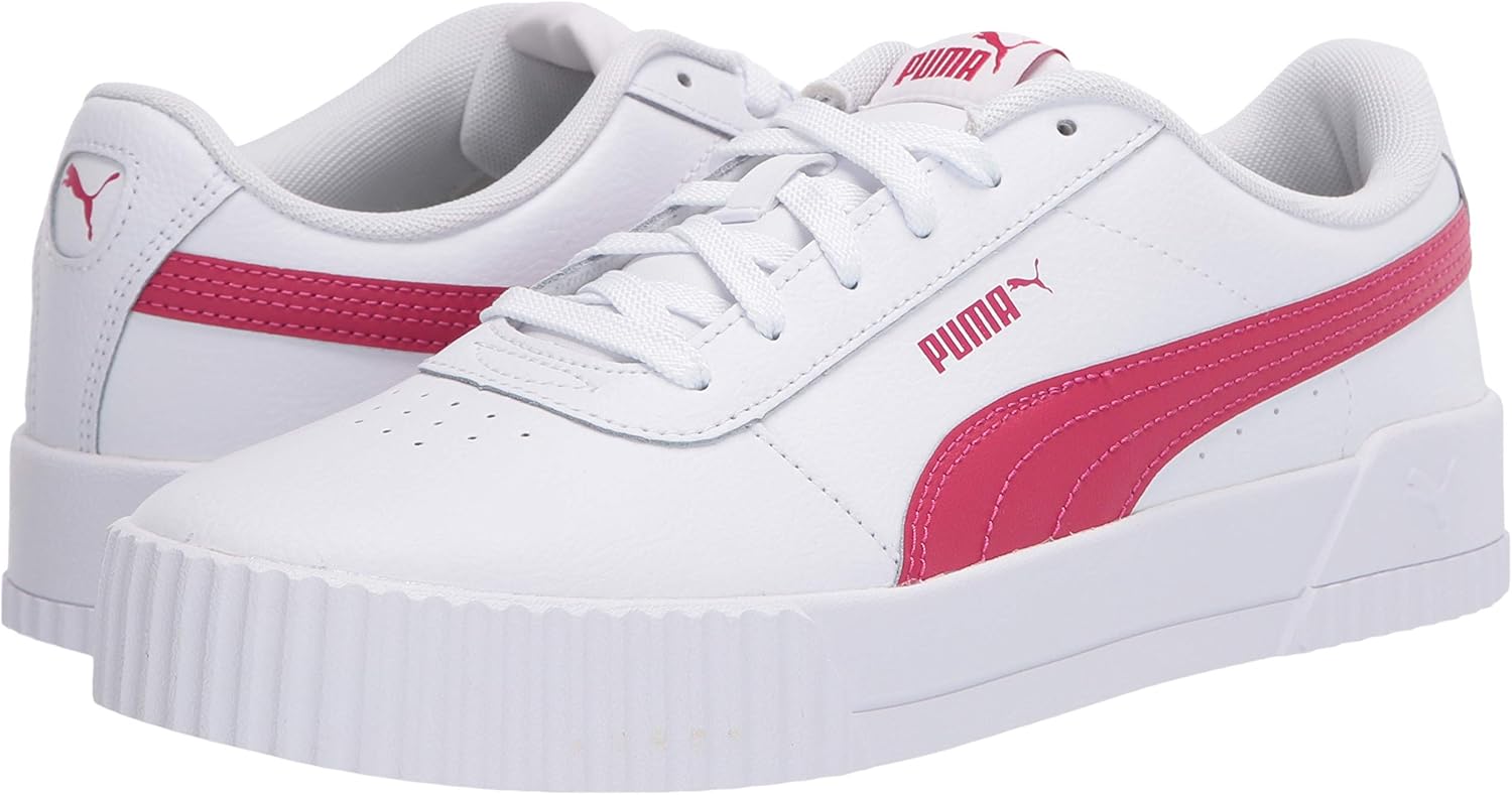 PUMA womens Carina Sneaker, Puma Whitebright Rose-bright Rose, 7 US