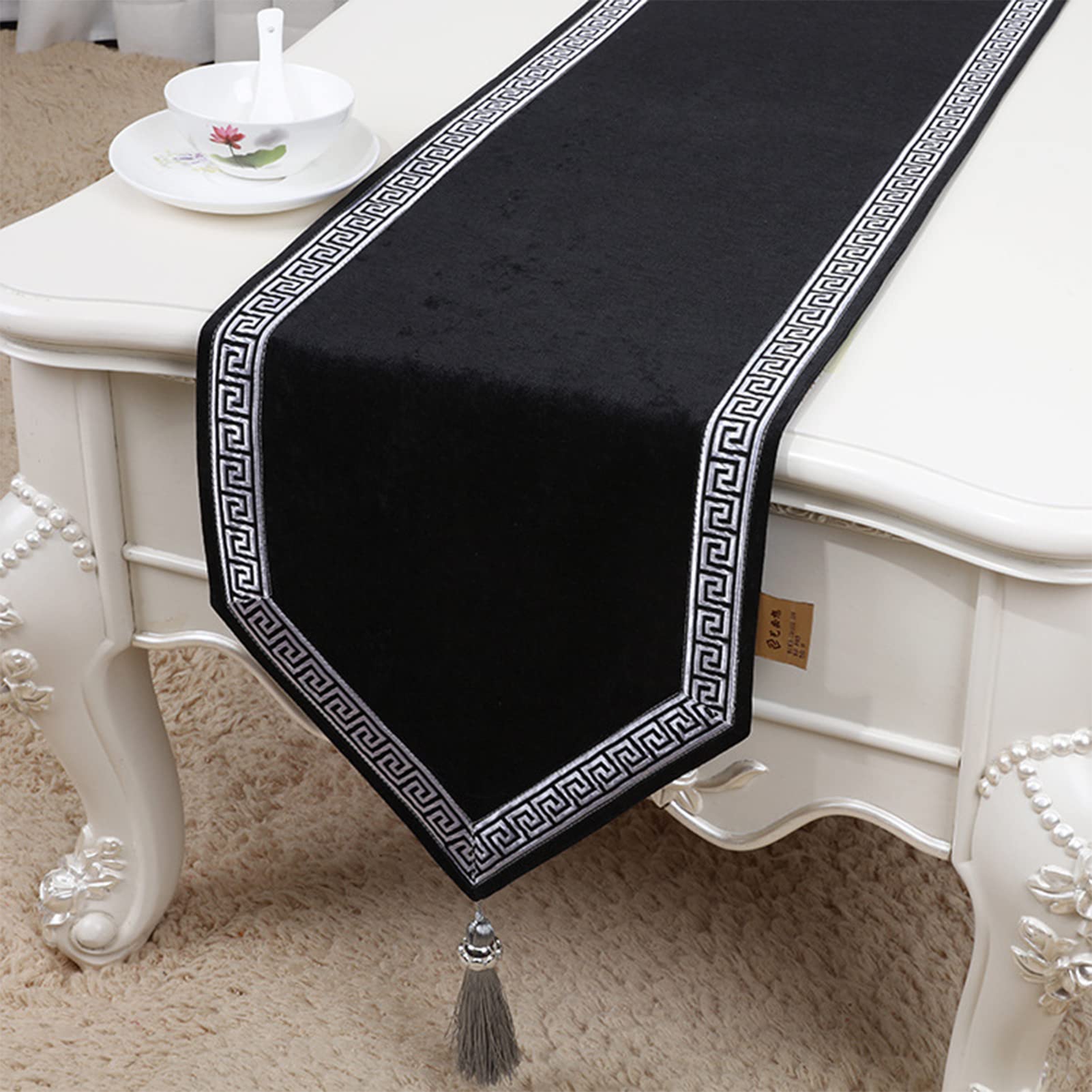 Camino de mesa de color sólido con borlas, tapiz de arte tejido para comedor, café y soporte de TV, elegante decoración del hogar para mesas