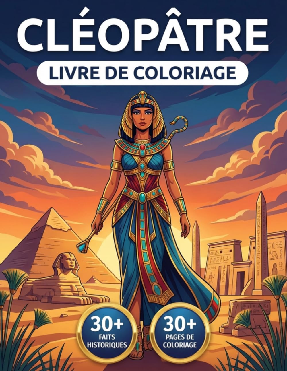 Livre de Coloriage Cléopâtre: Revivez Le Règne du Serpent Et l'Empire Égyptien à travers un Récit Chronologique | Illustrations Réalistes et Faits Historiques Précis.