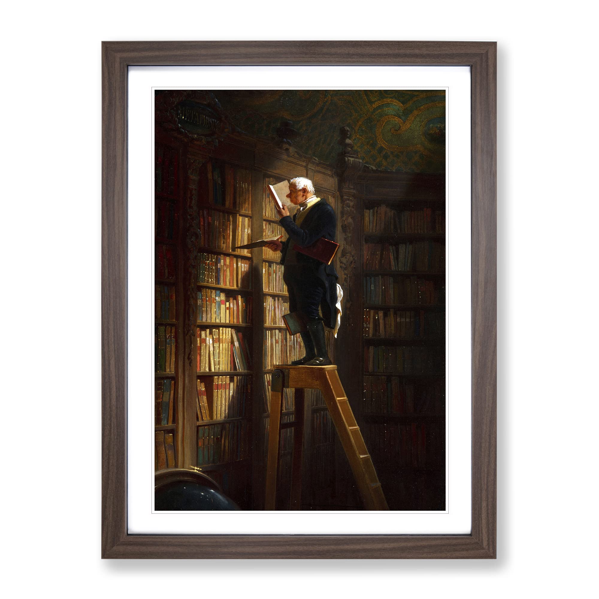 Bookworm By Carl Spitzweg Classic Painting Framed Wall Art Print