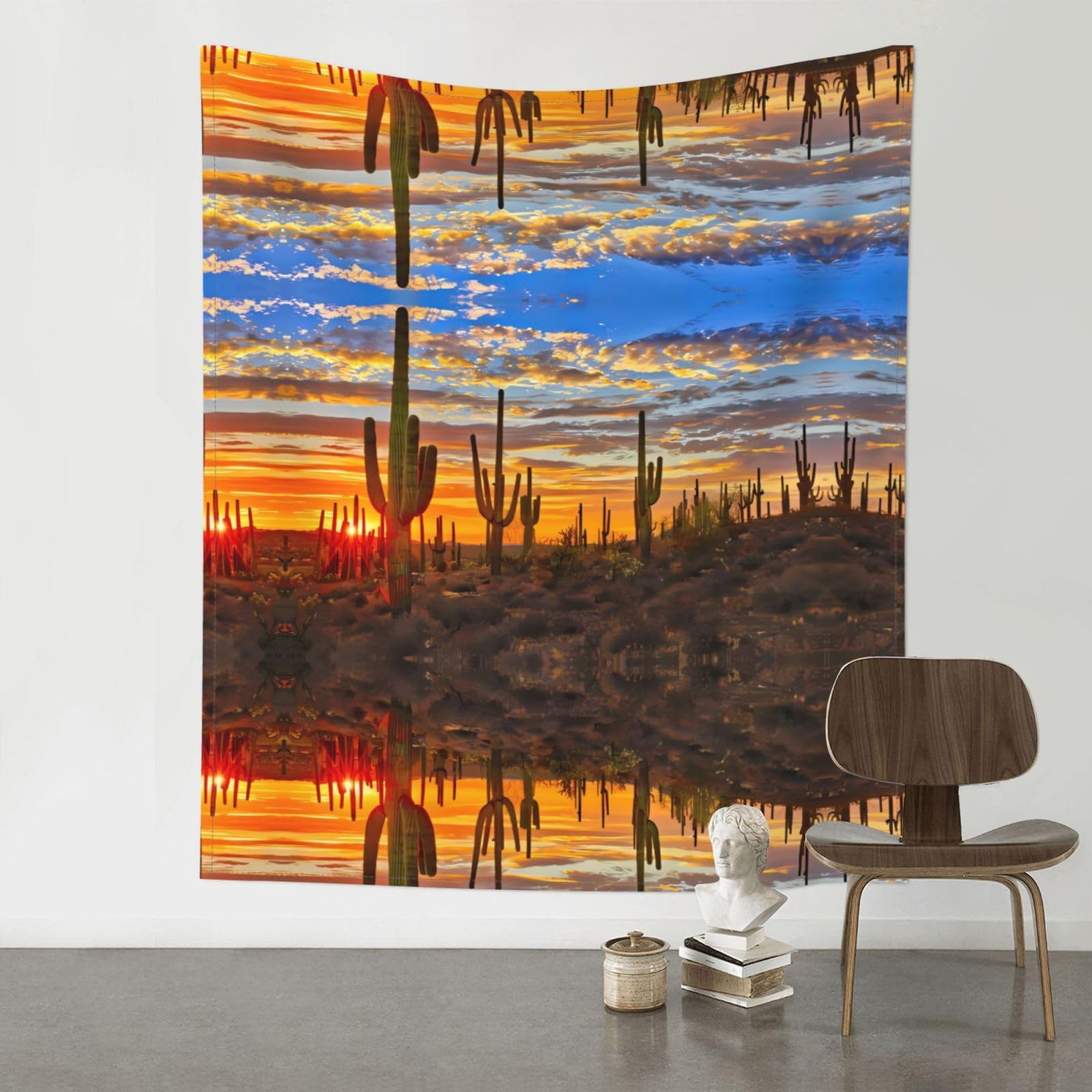 YYHHAOFA Sunset Cactus in Desert Prints 60x51in Wall Tapestry Boho Chic Dorm Decor & Beach Throw Blanket
