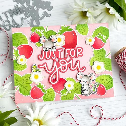 Miniatura 8 de Juego de sellos y troqueles de fresas y ratones para hacer tarjetas, sellos transparentes y troqueles de corte de metal para álbumes de recortes,