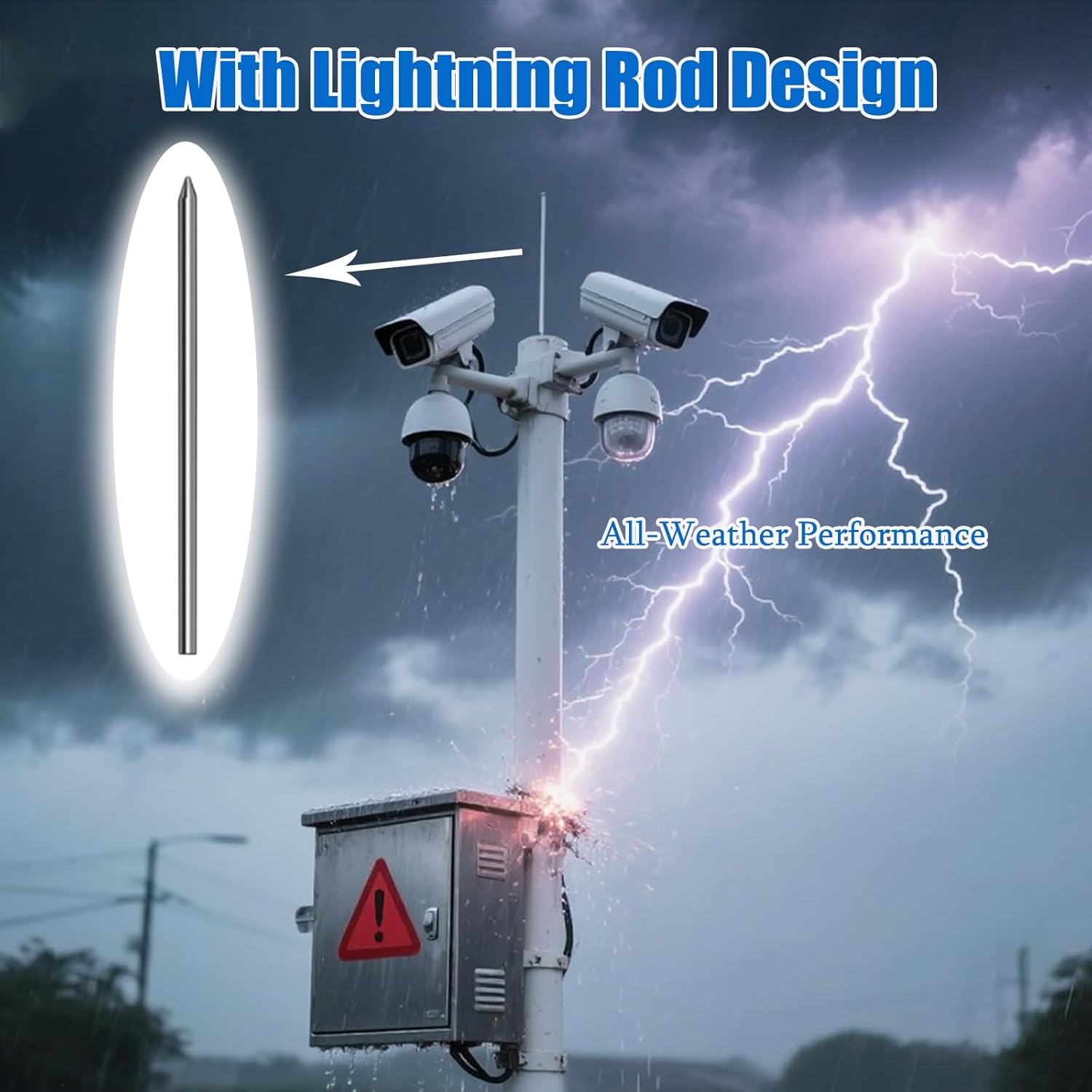 Outdoor Surveillance Camera Mount Pole Stand, Universal Bracket for Security Cameras, Adjustable 2-6M Height, Ideal for Schools, Backyards, Porches, Patios, Walkways