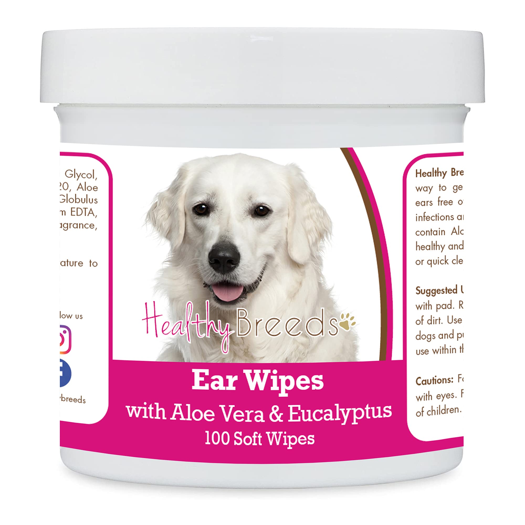 Healthy Breeds Kuvasz Ear Cleaning Wipes with Aloe &amp; Eucalyptus for Dogs 100 Count