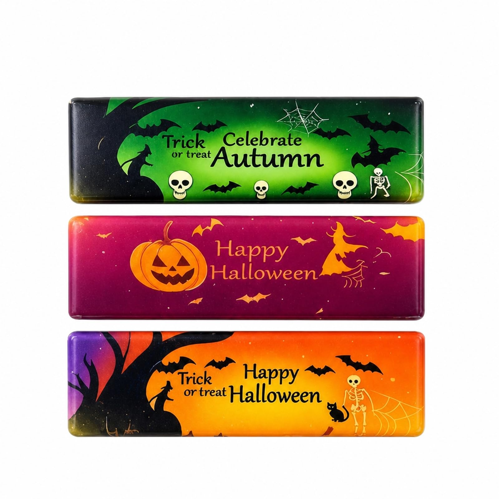 3 PCS Butter Squishy, Halloween Butter Stick Shapes, Random Spooky Style Soft Handheld Bars, Compact Desk Accessories for Office, Party Table, Shelf Display and Gift Bags